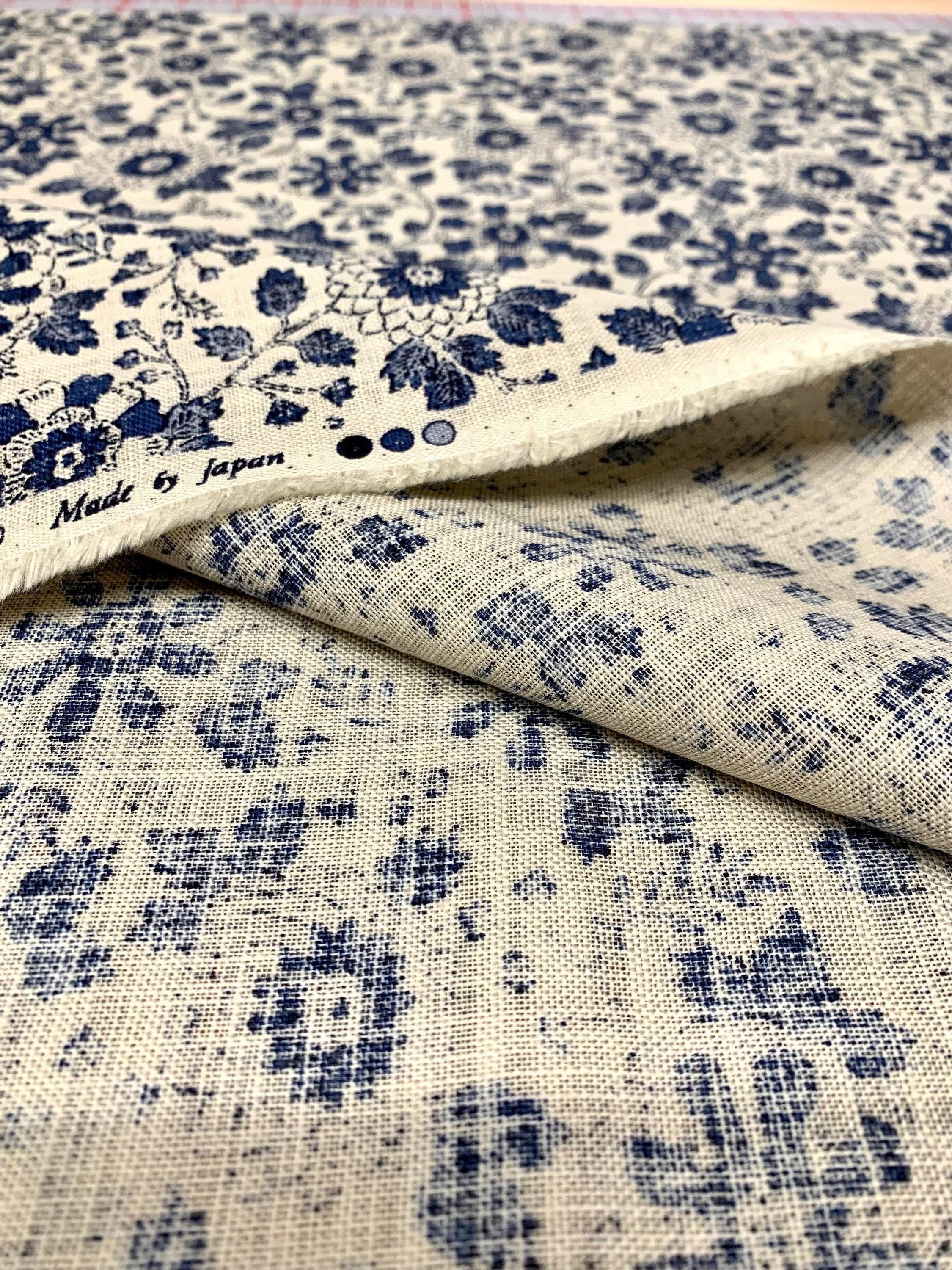 Sevenberry - Vintage Floral Cotton Fabric - Beige Blue