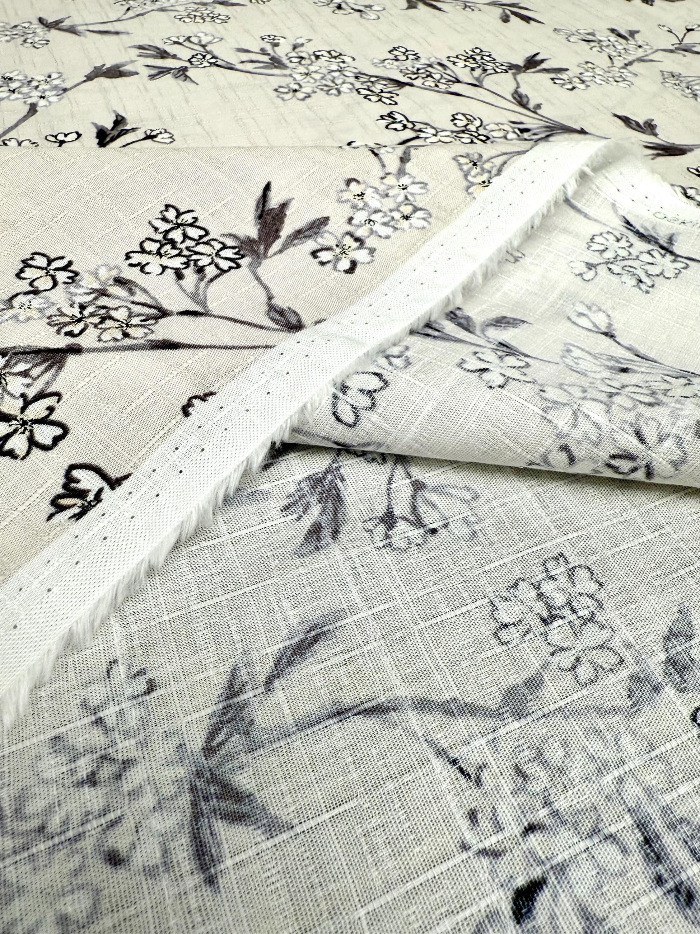 Hokkoh - Cherry Blossom Branches Cotton Dobby - Cream