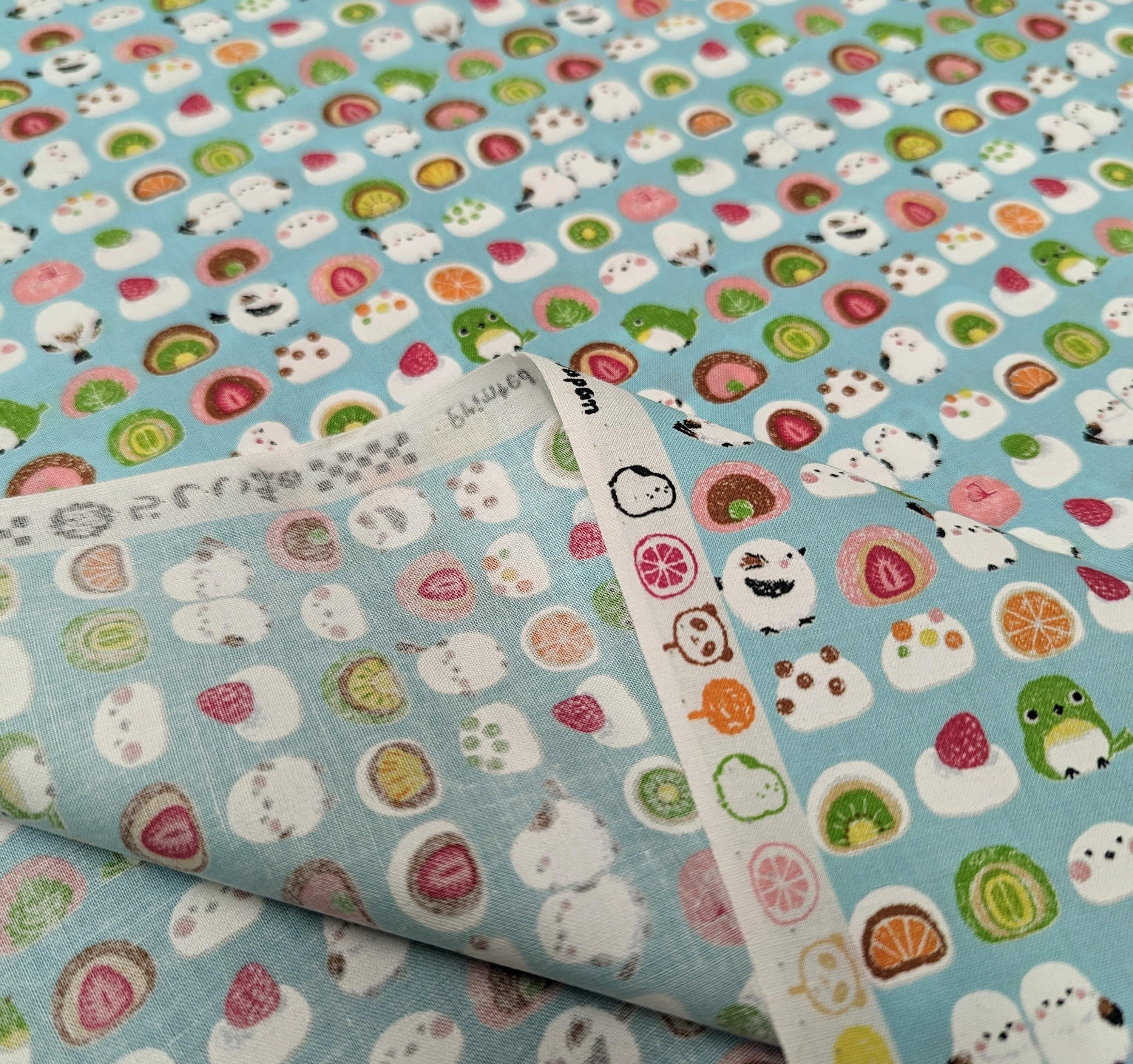 Senyo - Chickadees and Mochi Cotton Fabric - Teal Blue