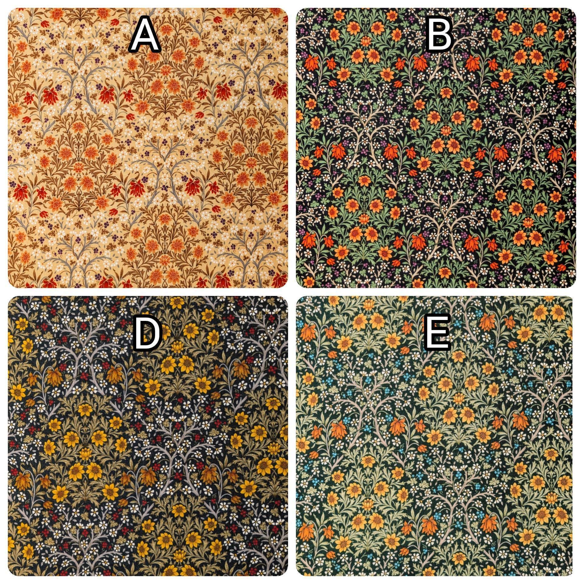 Morris Flower Fields Kobayashi Japanese cotton oxford canvas fabric KTS-6994 D black & yellow