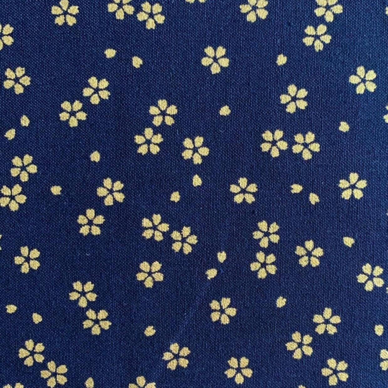 Sevenberry - Golden Cherry Blossoms Cotton Fabric - Blue