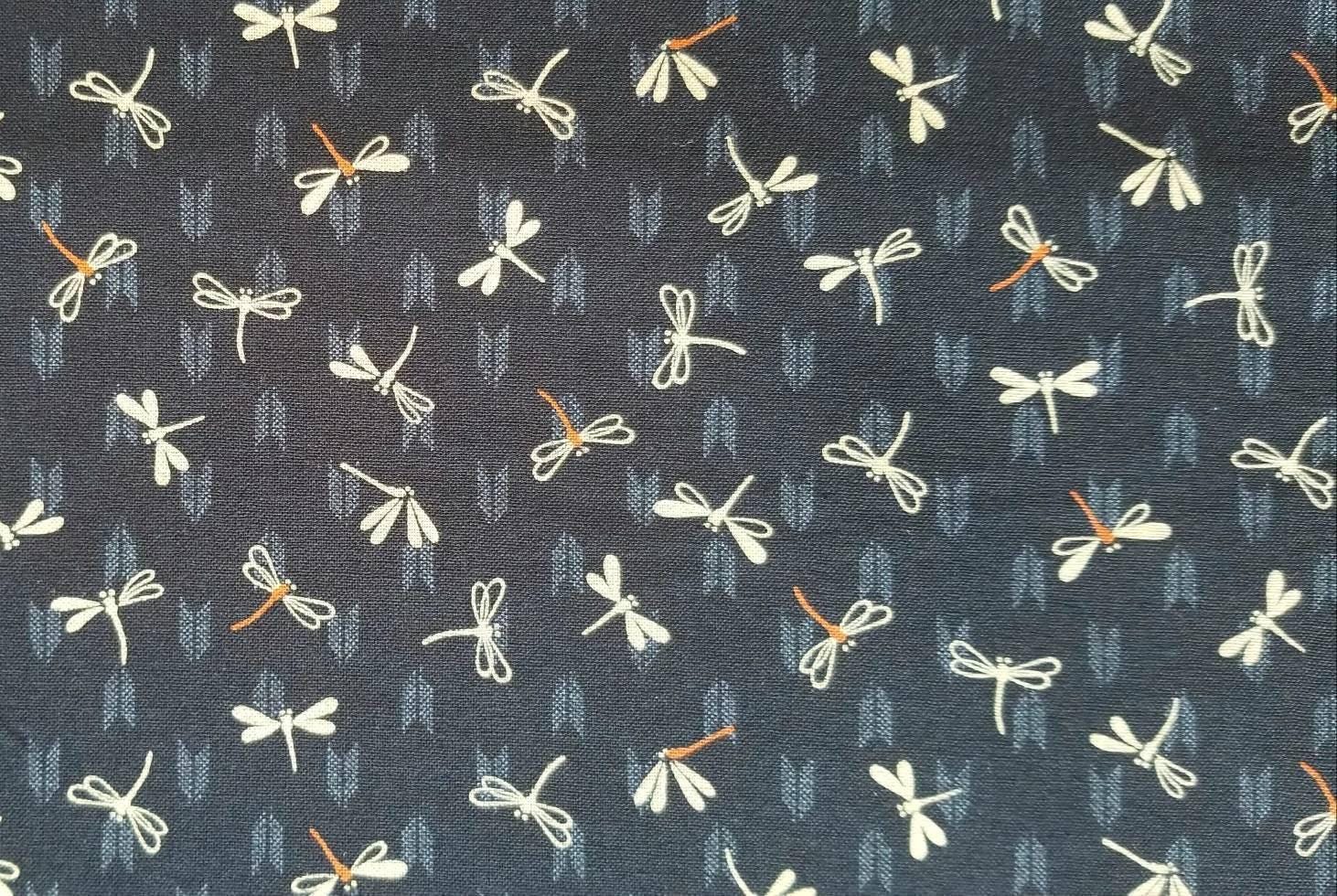 Sevenberry - Dragonflies with Arrows Cotton Fabric - Navy Blue