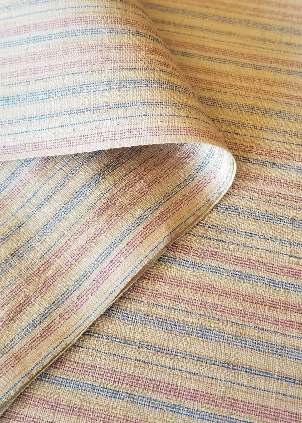 Morikiku - Stripes Cotton Dobby - Cream Beige Red Blue