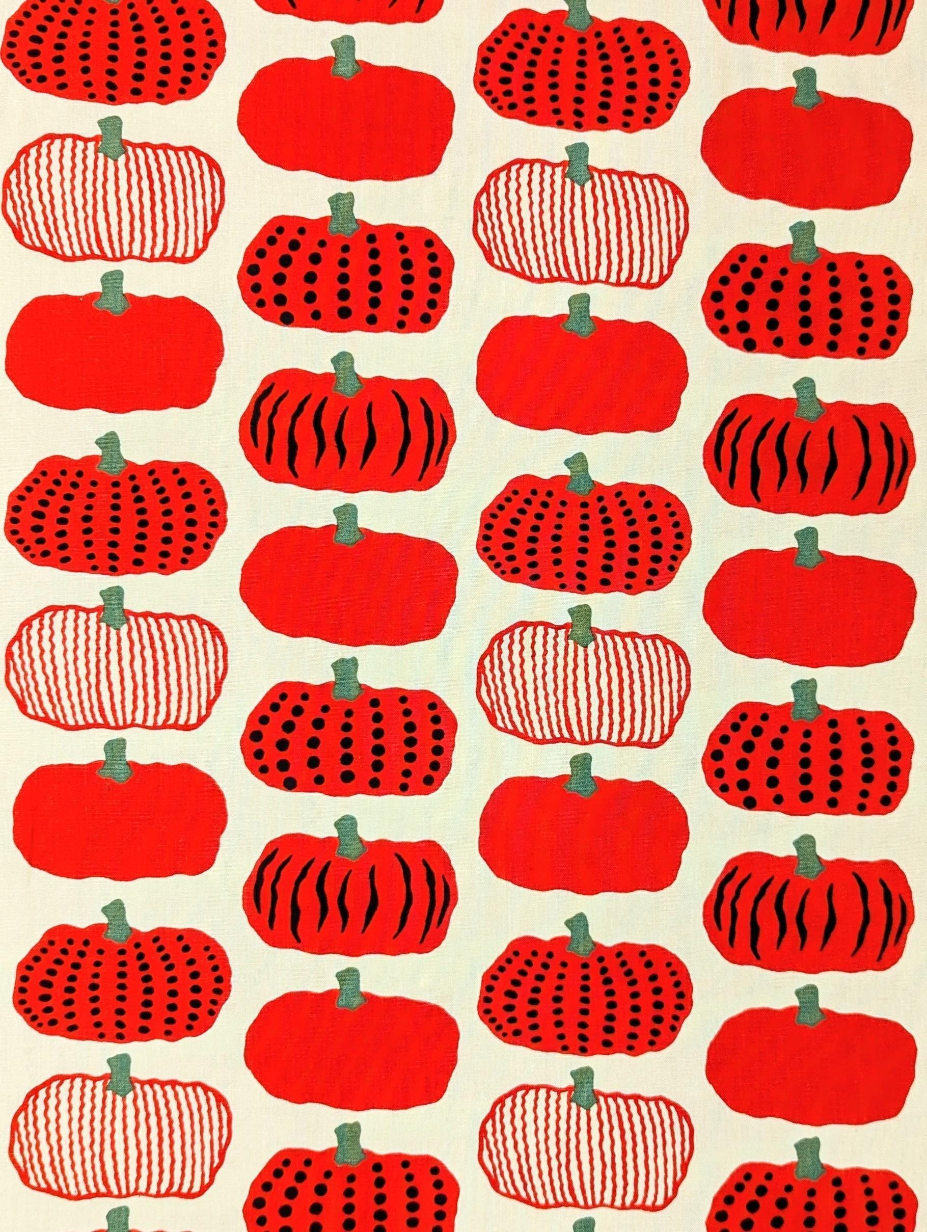Kokka - Kabocha Pumpkins Cotton Oxford - Red White