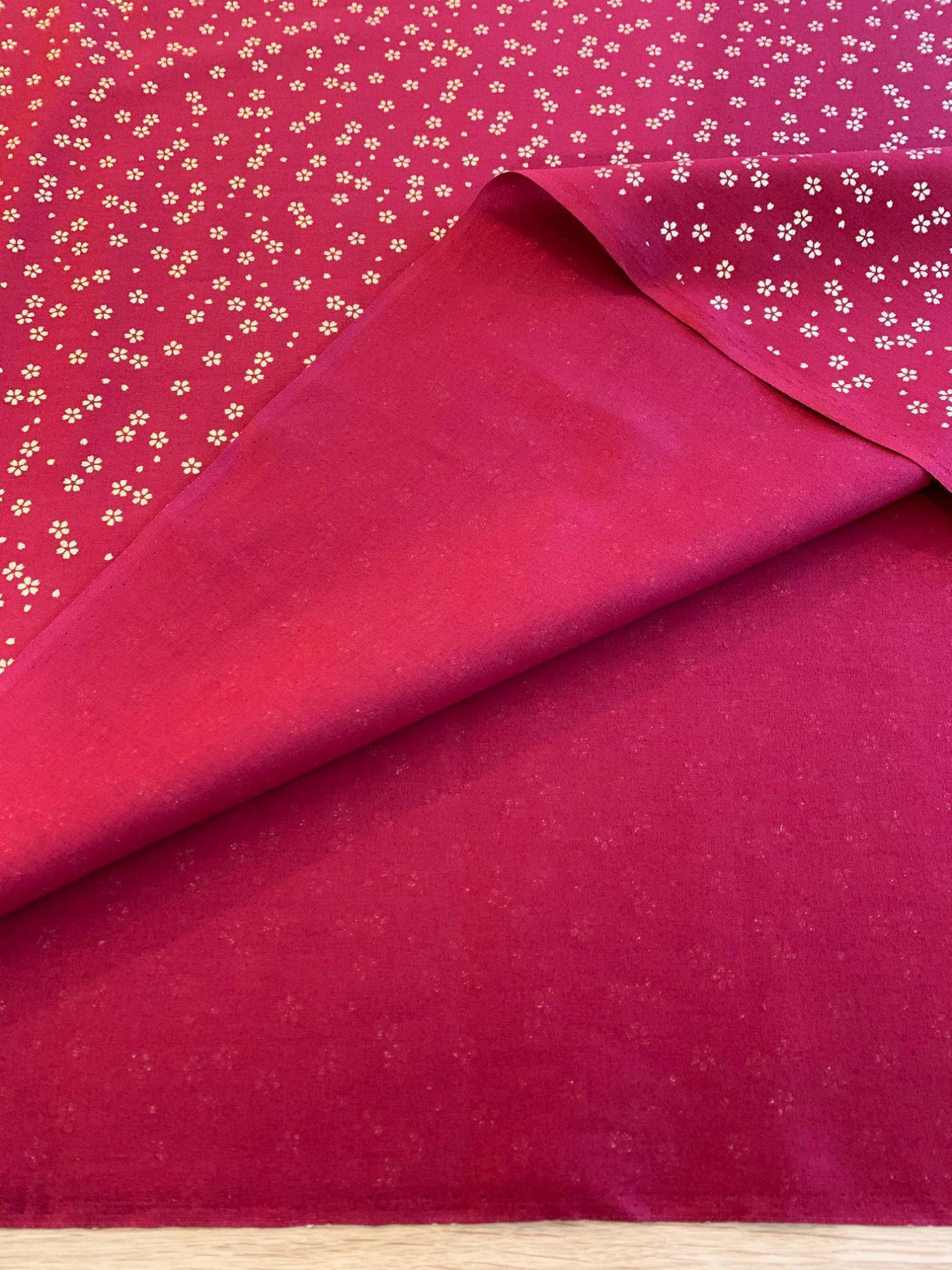 Sevenberry - Golden Cherry Blossoms Cotton Fabric - Red