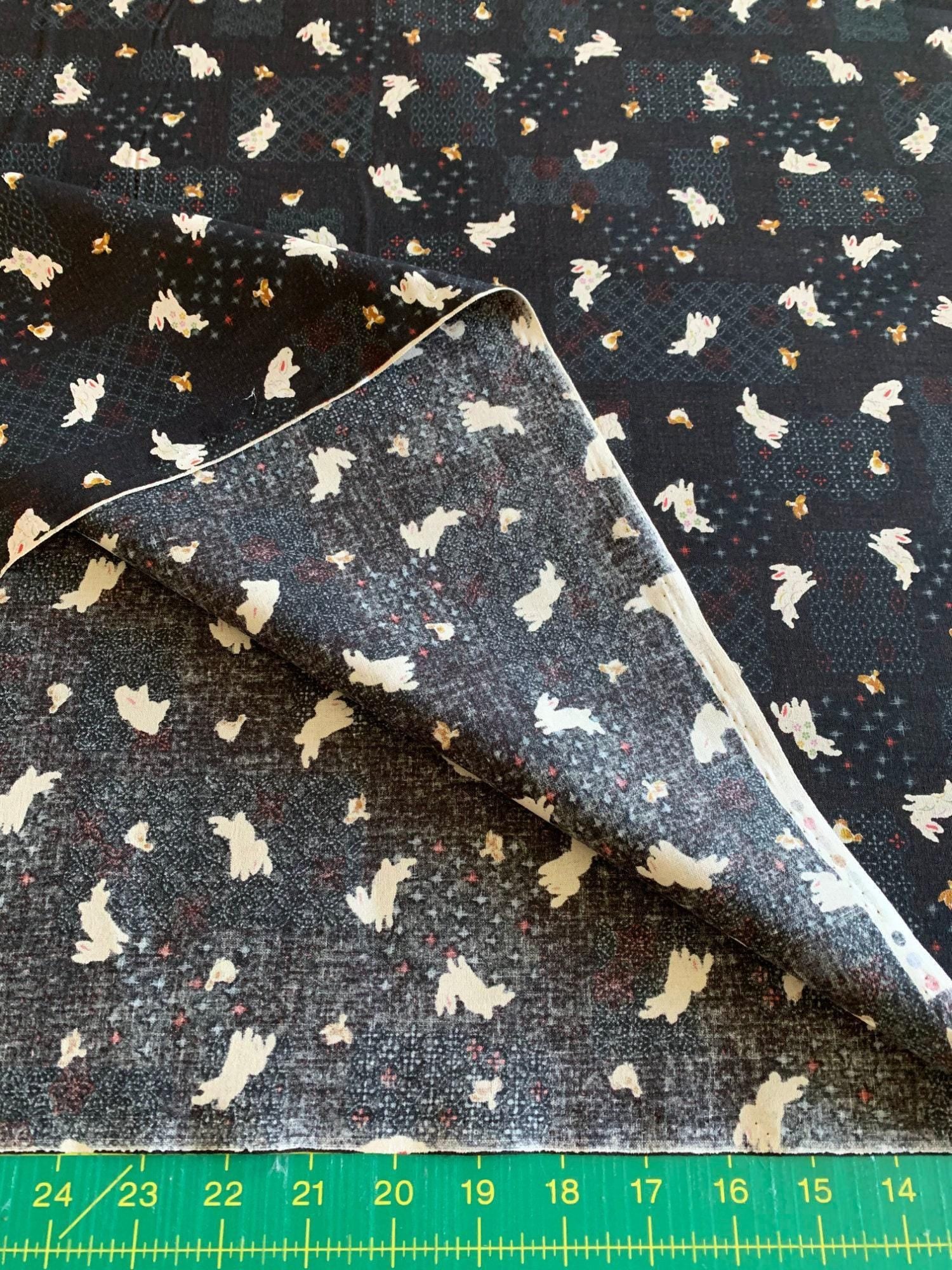 Sevenberry - Patchwork Rabbits Cotton Fabric - Black