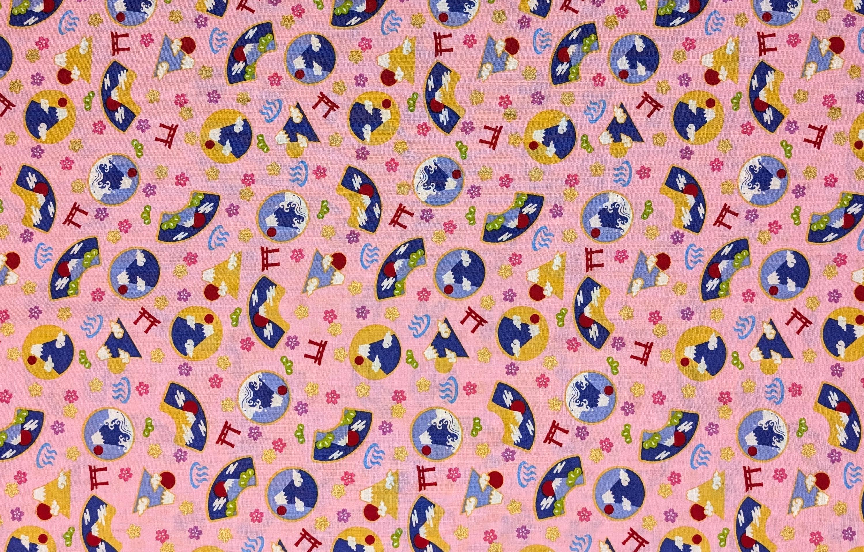 Asano - Mountain Onsen Cotton Fabric - Pink