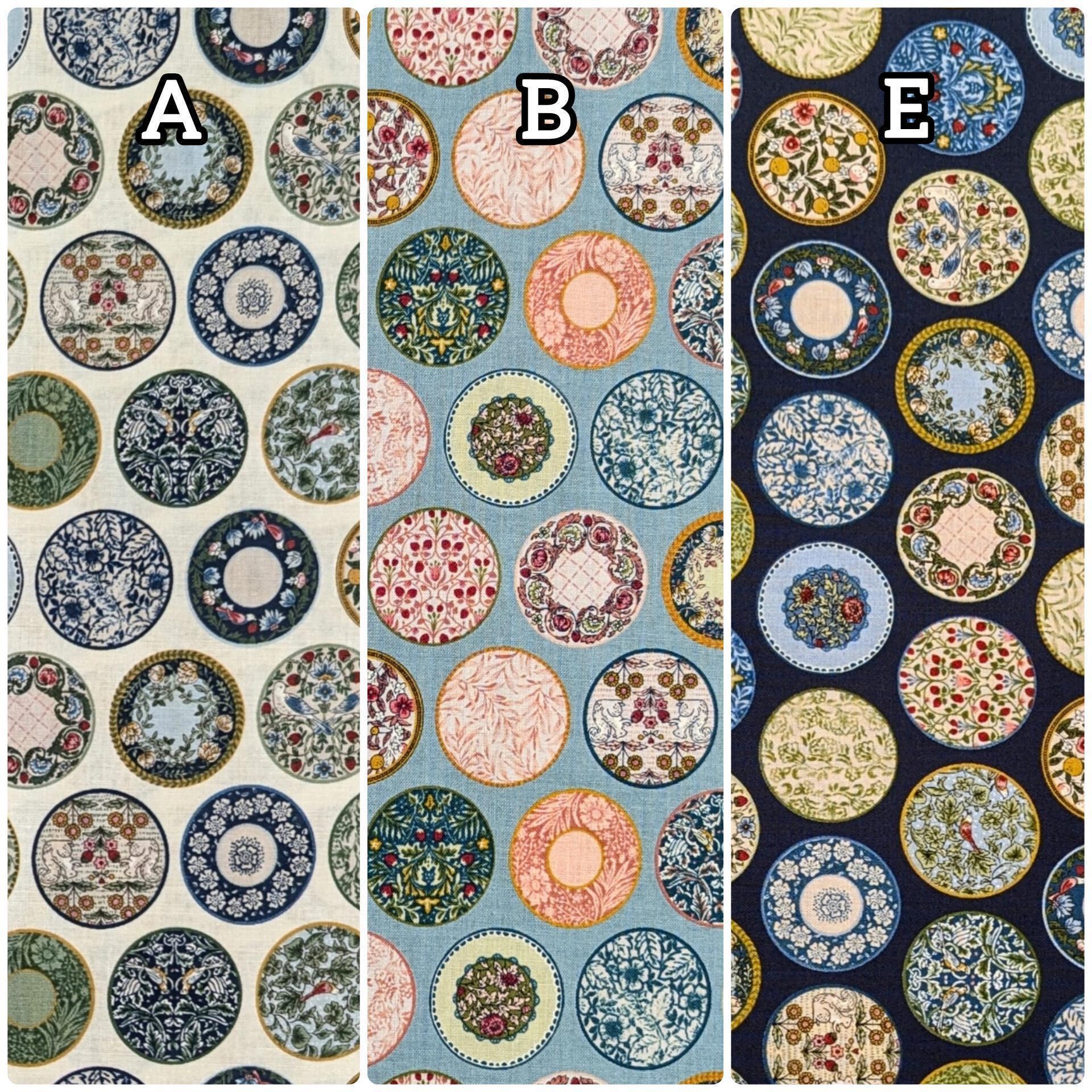 Senyo - Art Nouveau Plates Cotton Fabric - White