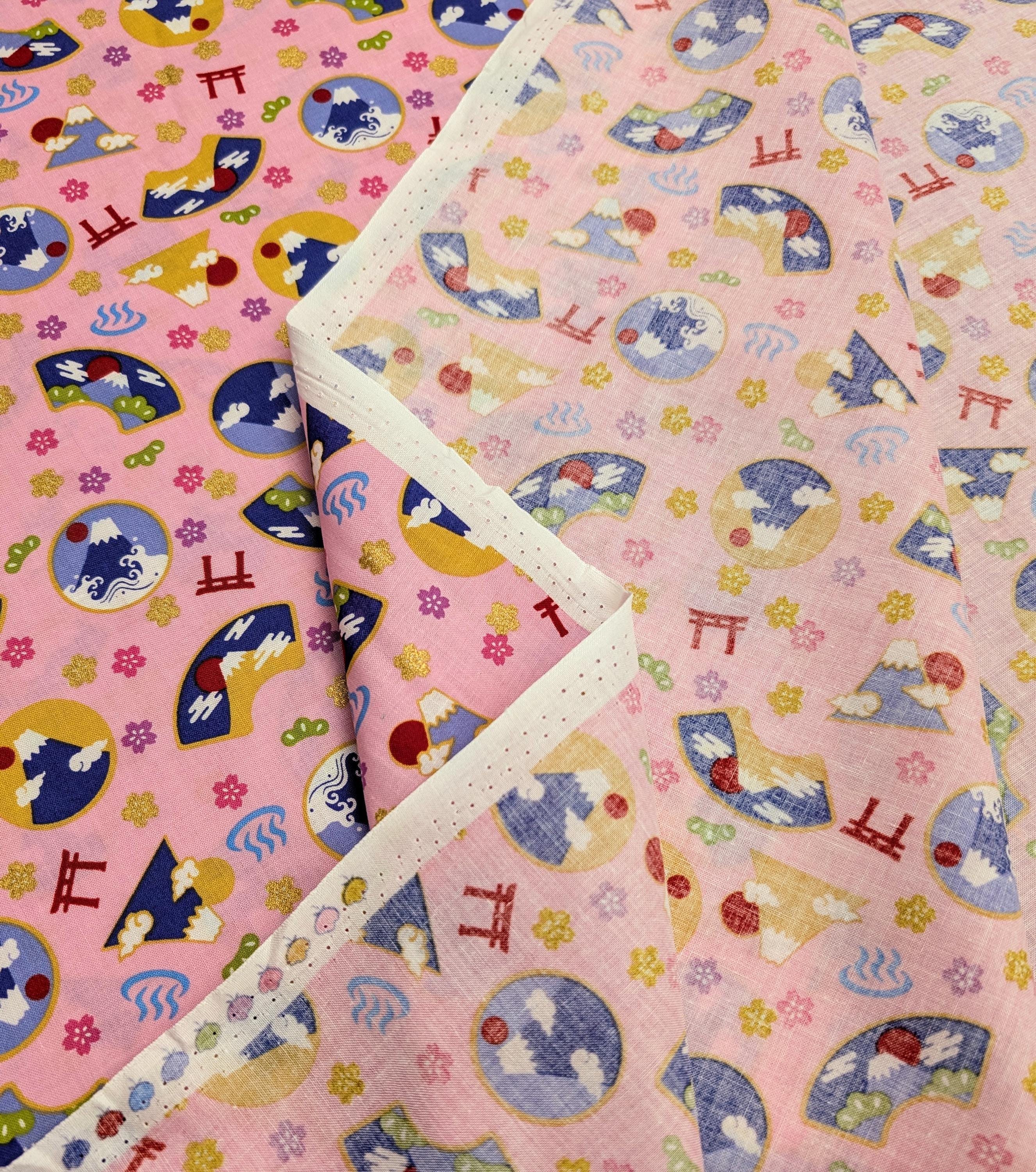 Asano - Mountain Onsen Cotton Fabric - Pink