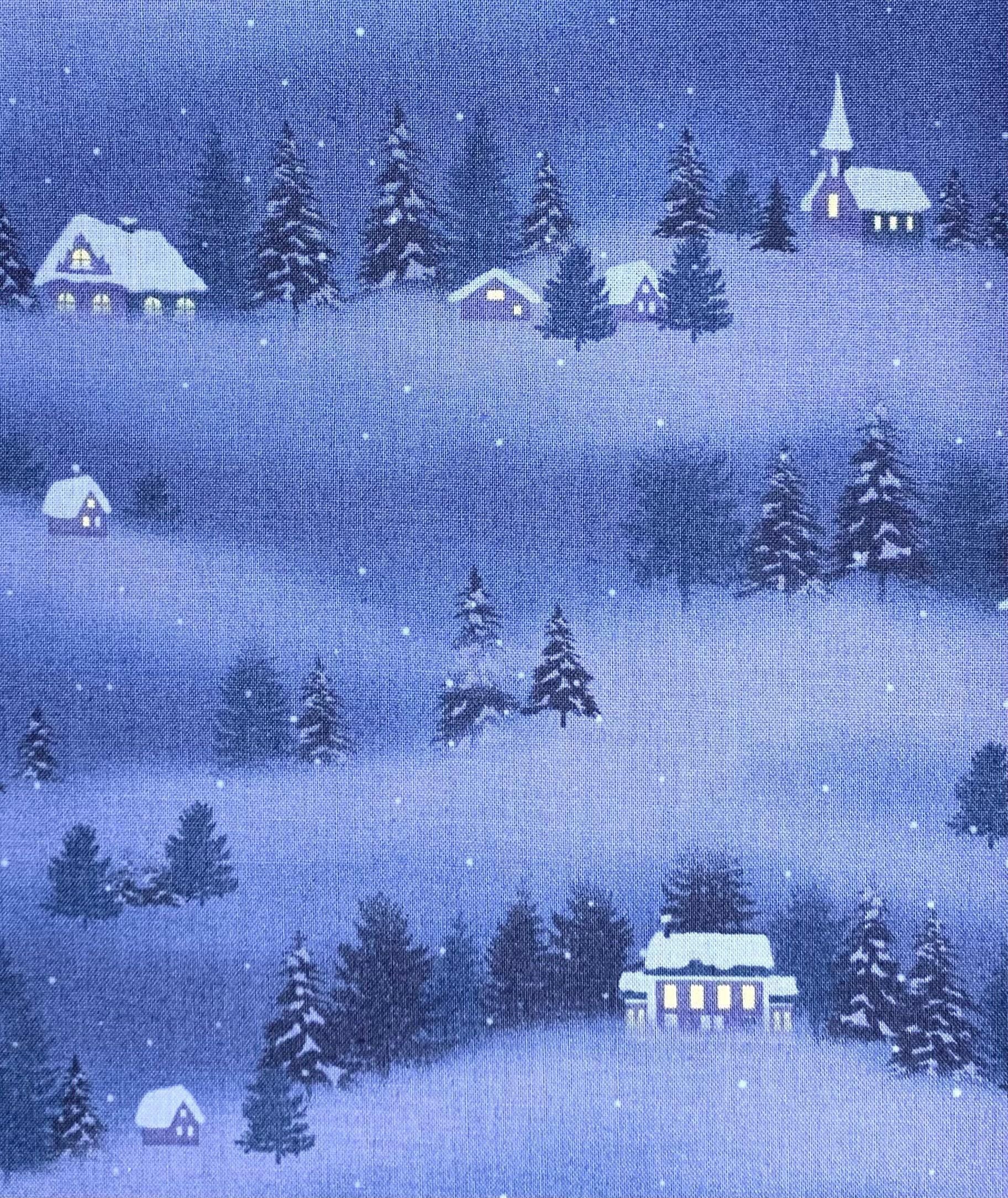 Vancet - X’mas By Yoko Oodachi Cotton Fabric - Dusk Blue