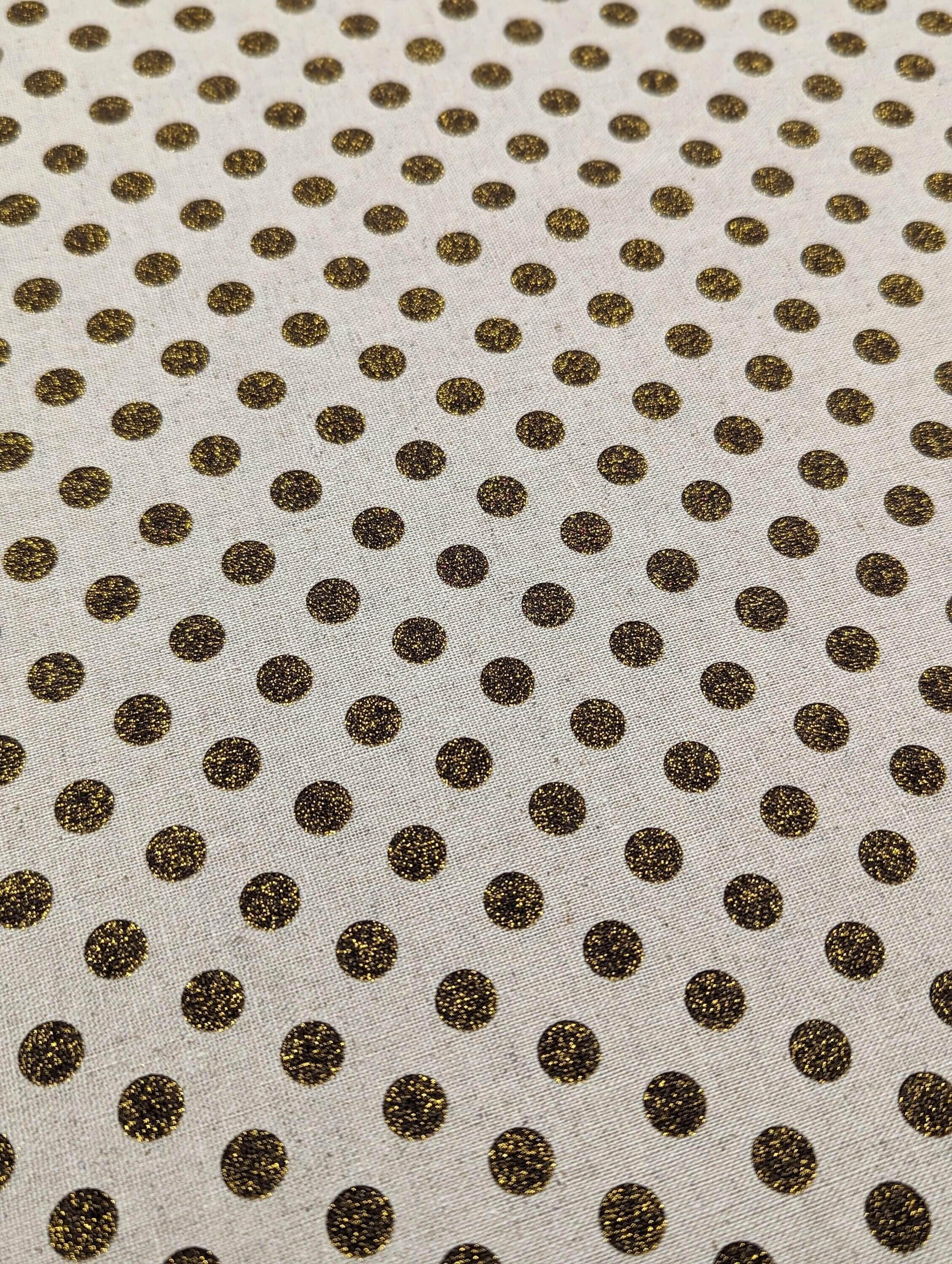 Senyo - Glittering Polka Dots Cotton Oxford - Gold and Natural