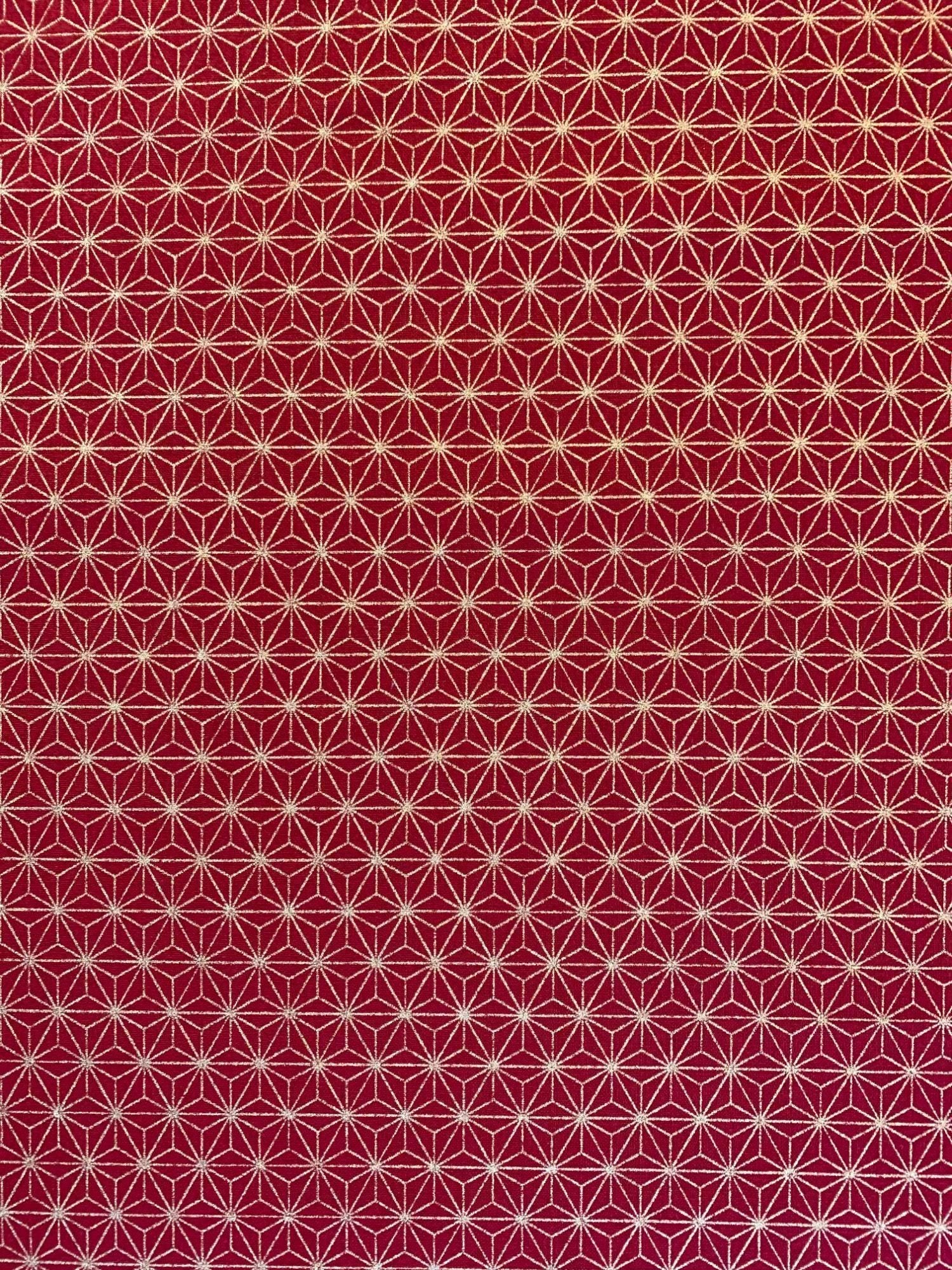 Sevenberry - Golden Asanoha Stars Cotton Fabric - Red