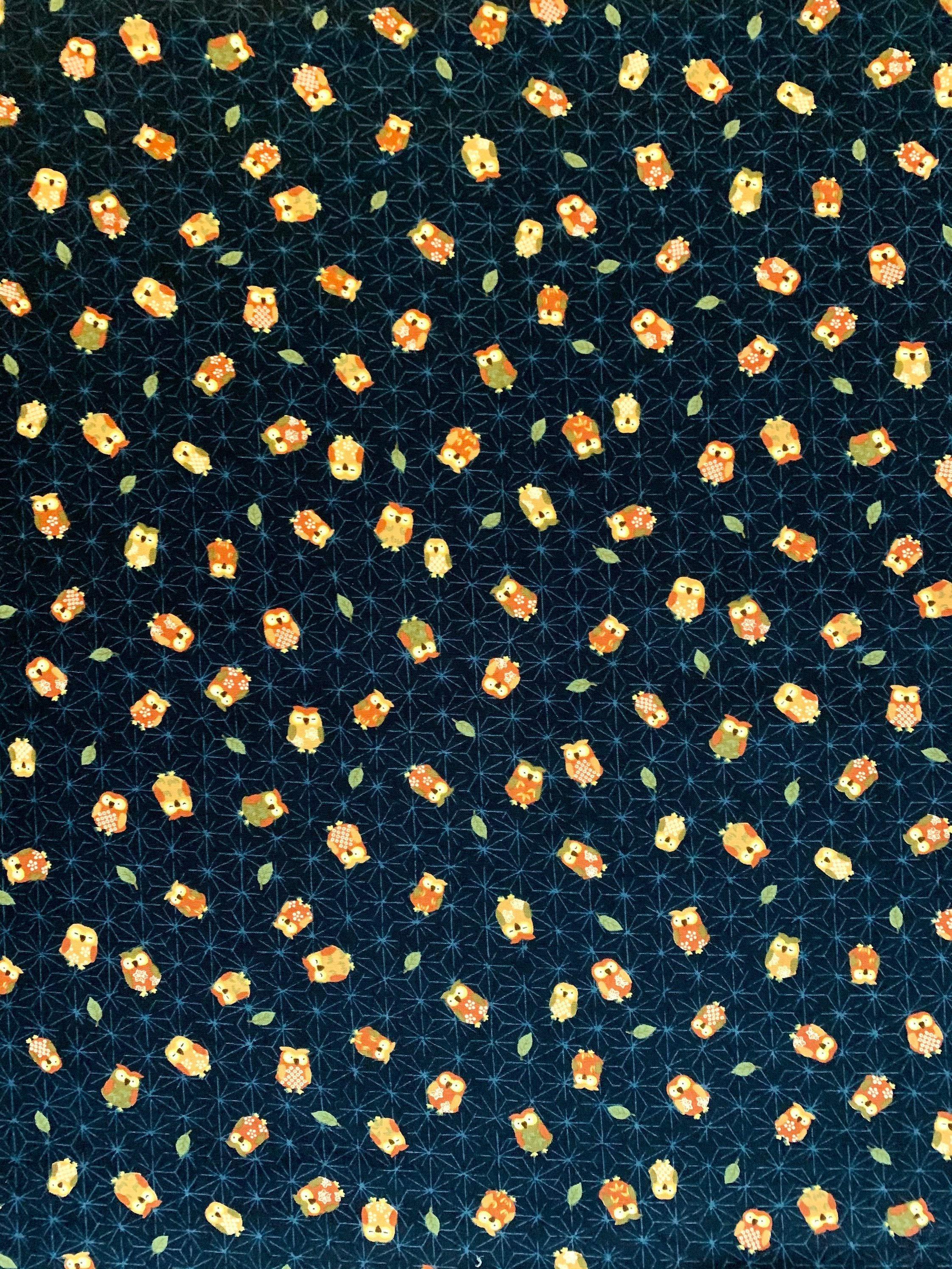 Sevenberry - Owls and Asanoha Stars Cotton Fabric - Blue