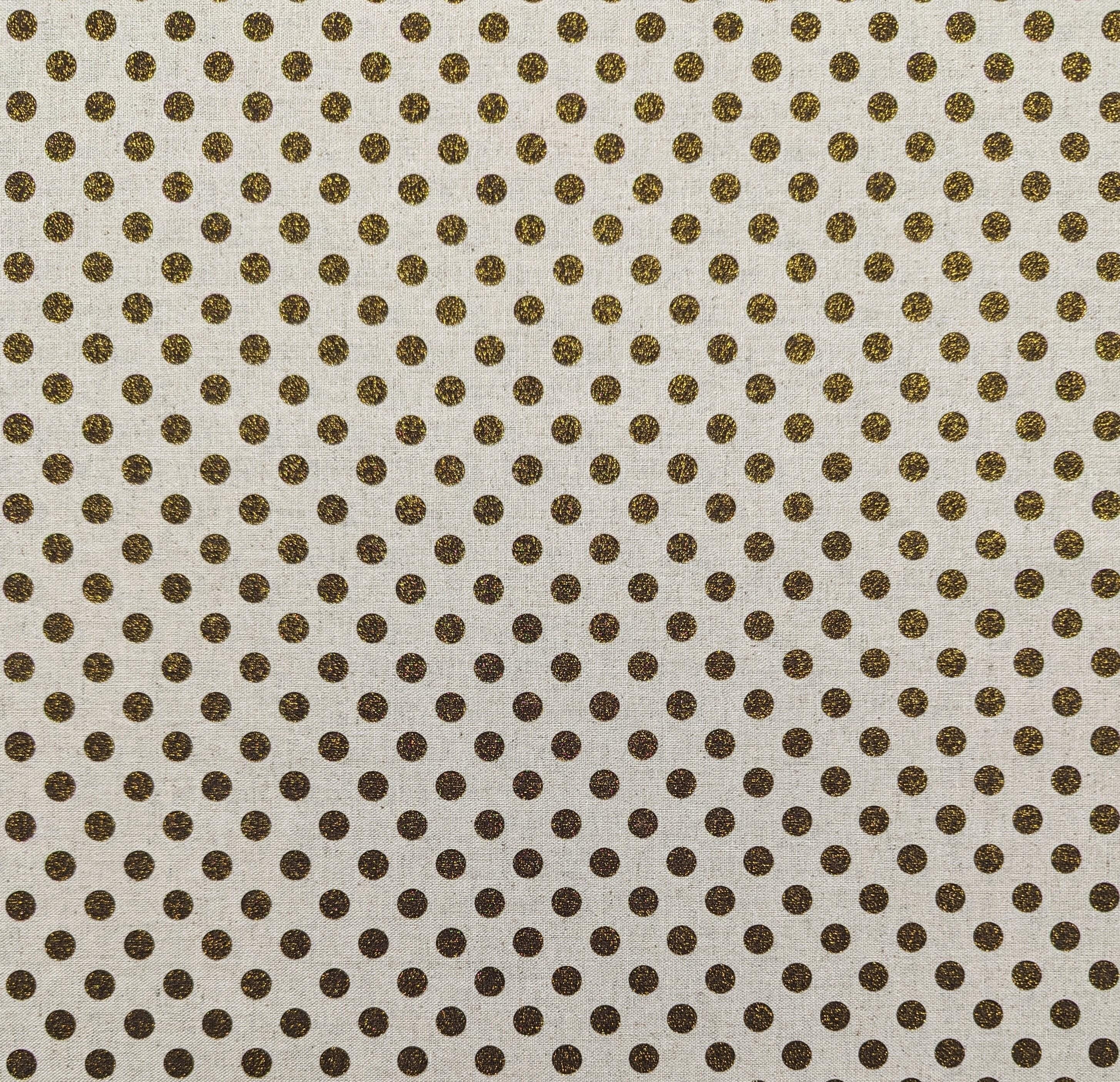 Senyo - Glittering Polka Dots Cotton Oxford - Gold and Natural