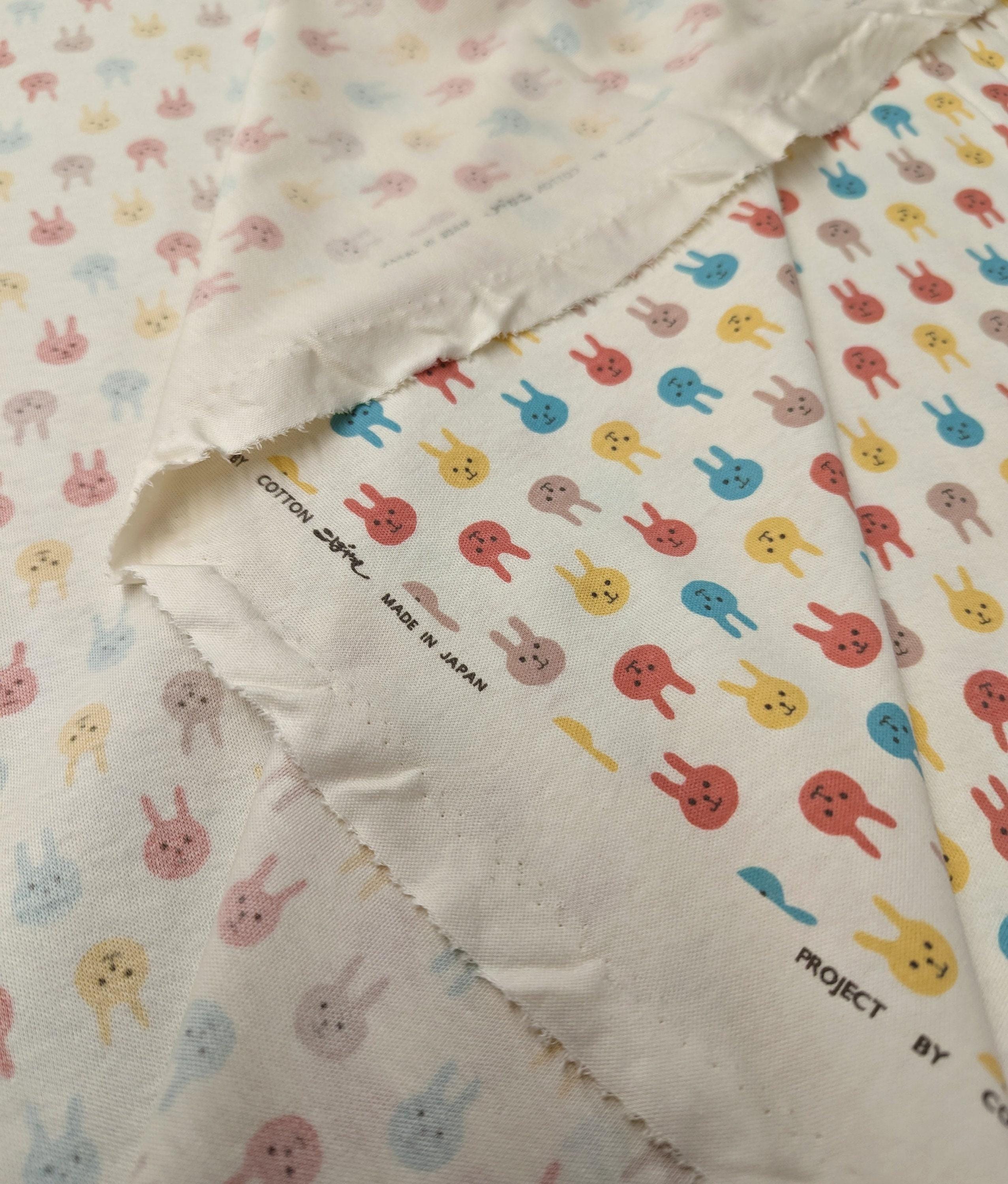 Kobayashi - Colorful Bunnies Cotton Jersey - Teal Orange Yellow