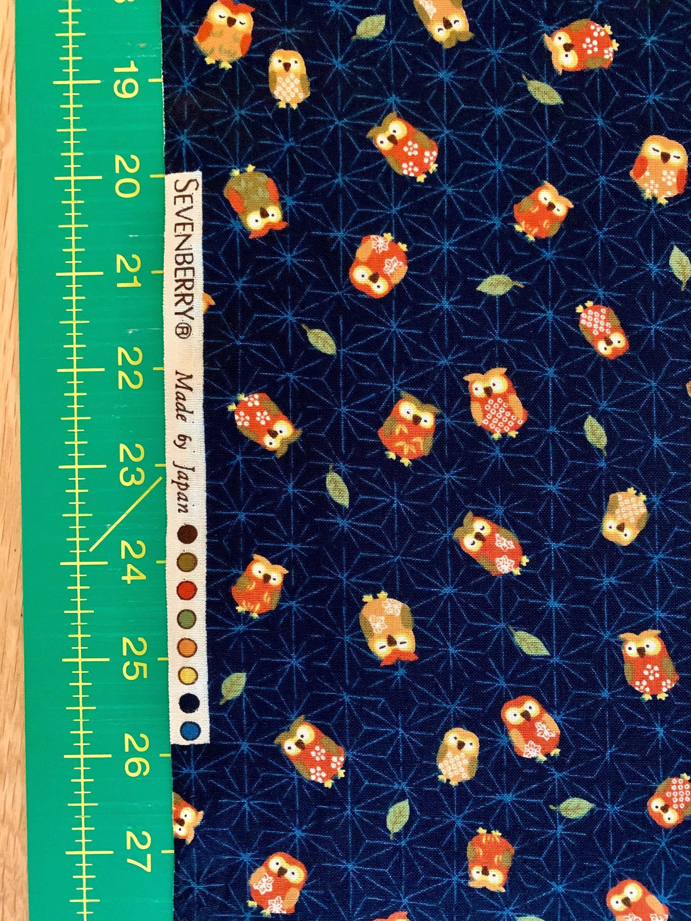 Sevenberry - Owls and Asanoha Stars Cotton Fabric - Blue