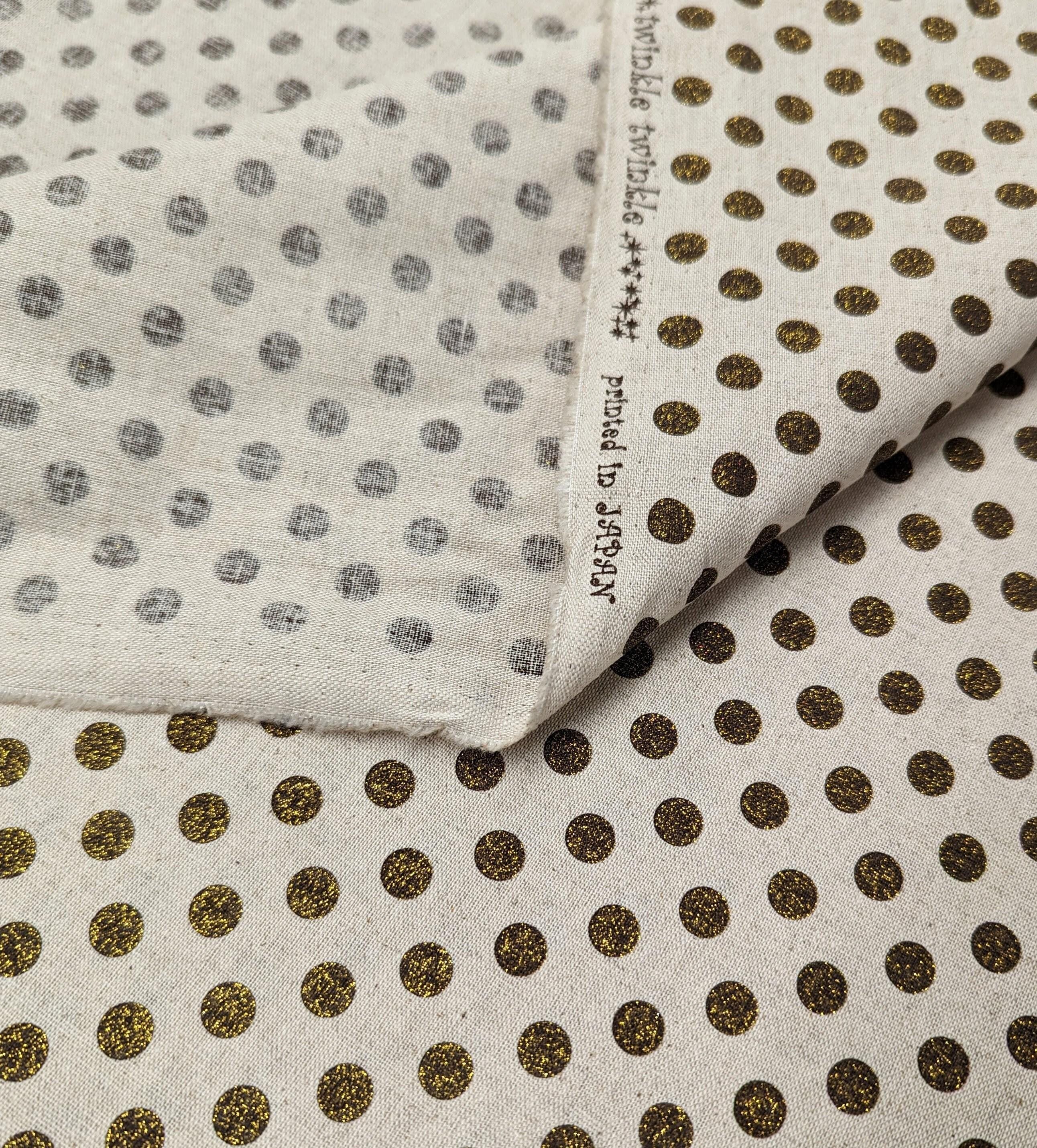 Senyo - Glittering Polka Dots Cotton Oxford - Gold and Natural