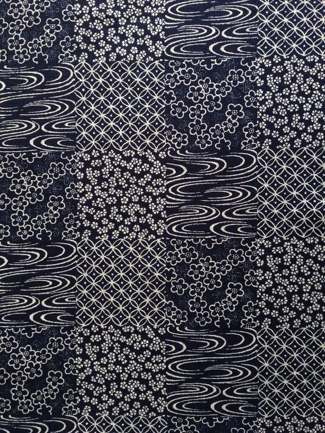 Sevenberry - Patchwork Cotton Fabric - Navy Blue Beige