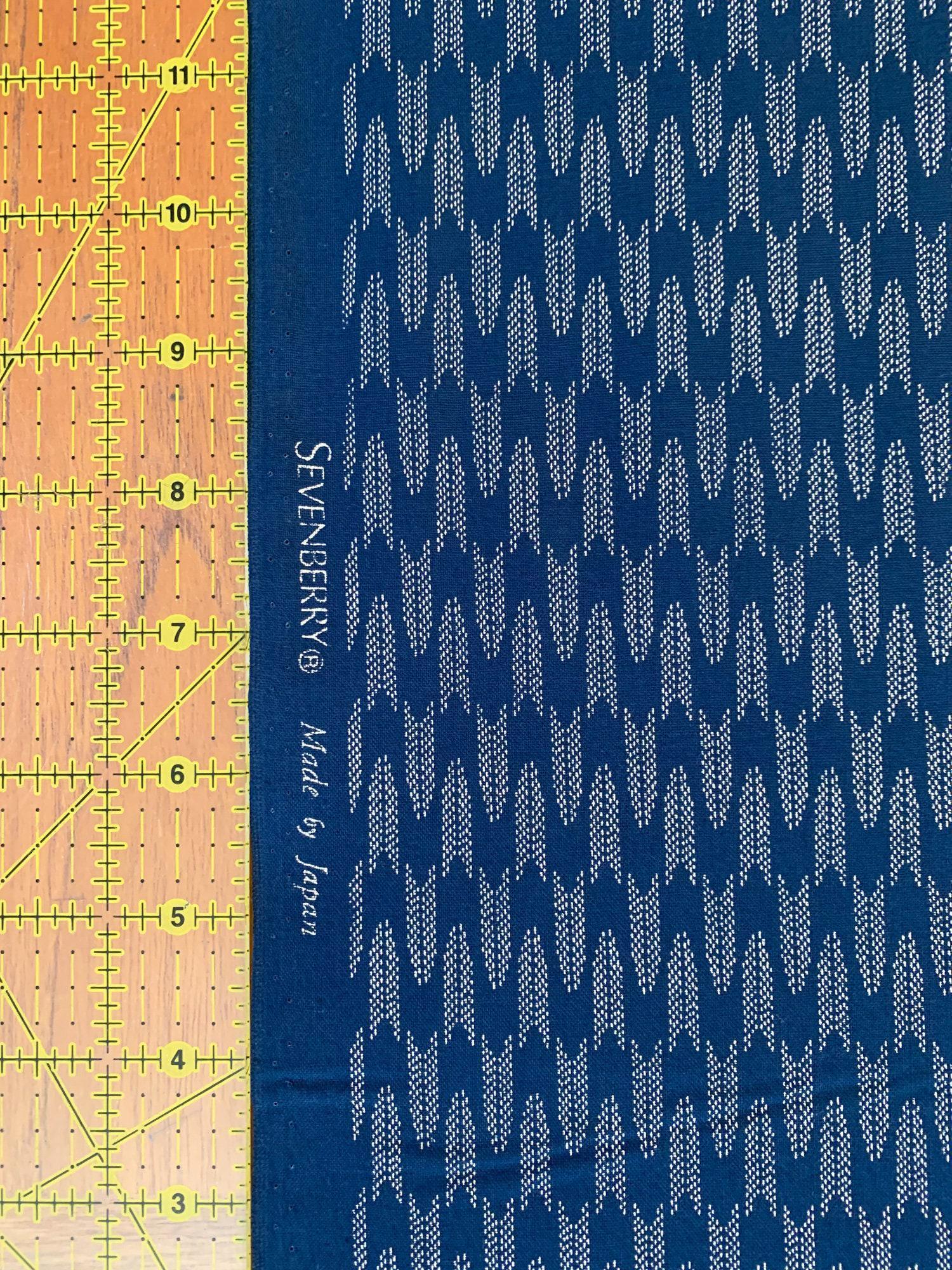 Sevenberry - Zigzag Yabane Arrows Cotton Fabric - Blue Beige