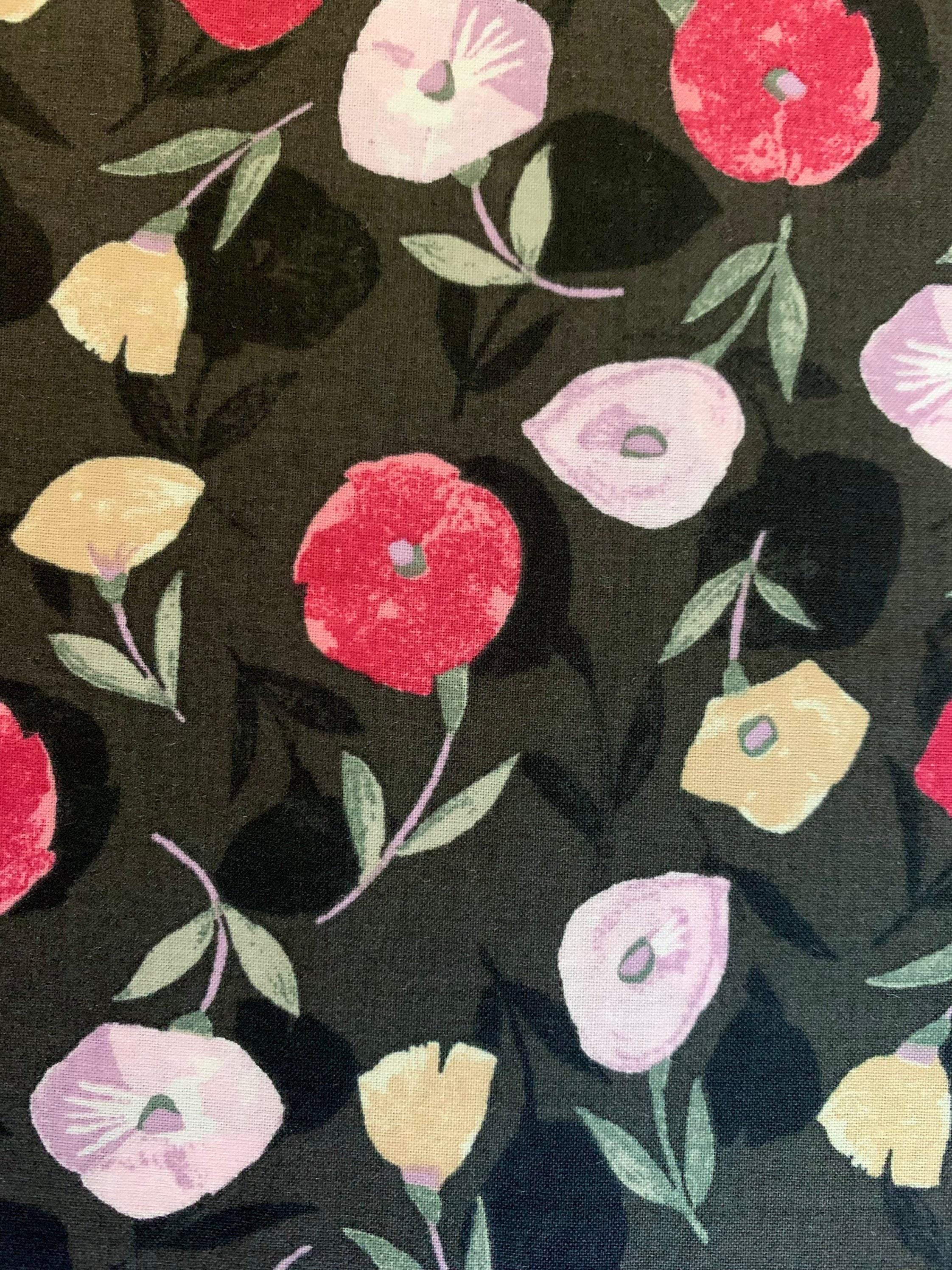 Cosmo - Poppy Shadows Cotton Lawn - Red Pink Black