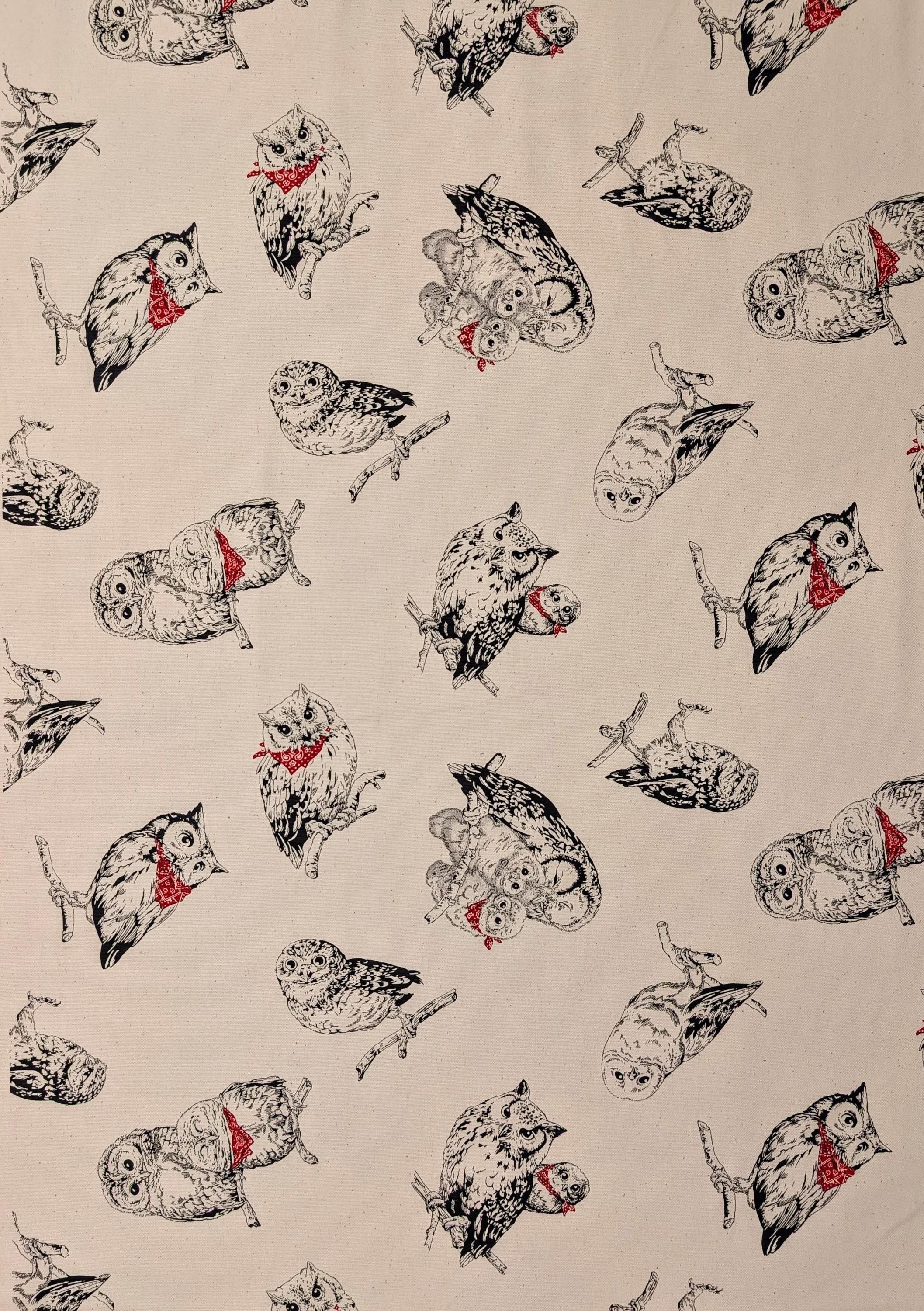 Cosmo - Owls in Bandanas Cotton Oxford - Beige
