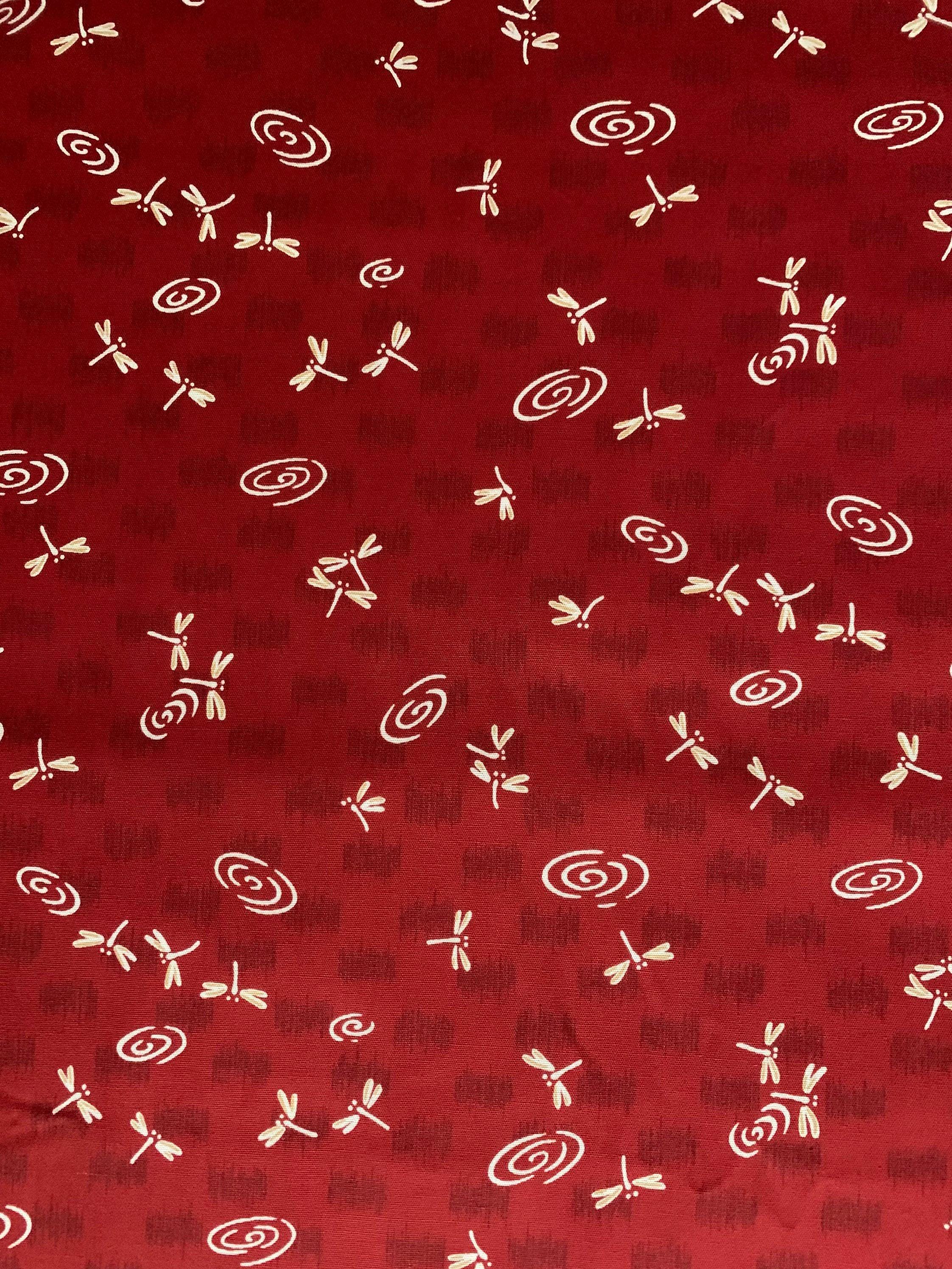 Dragonflies at the Water's Edge Japanese cotton fabric 3030-4D red