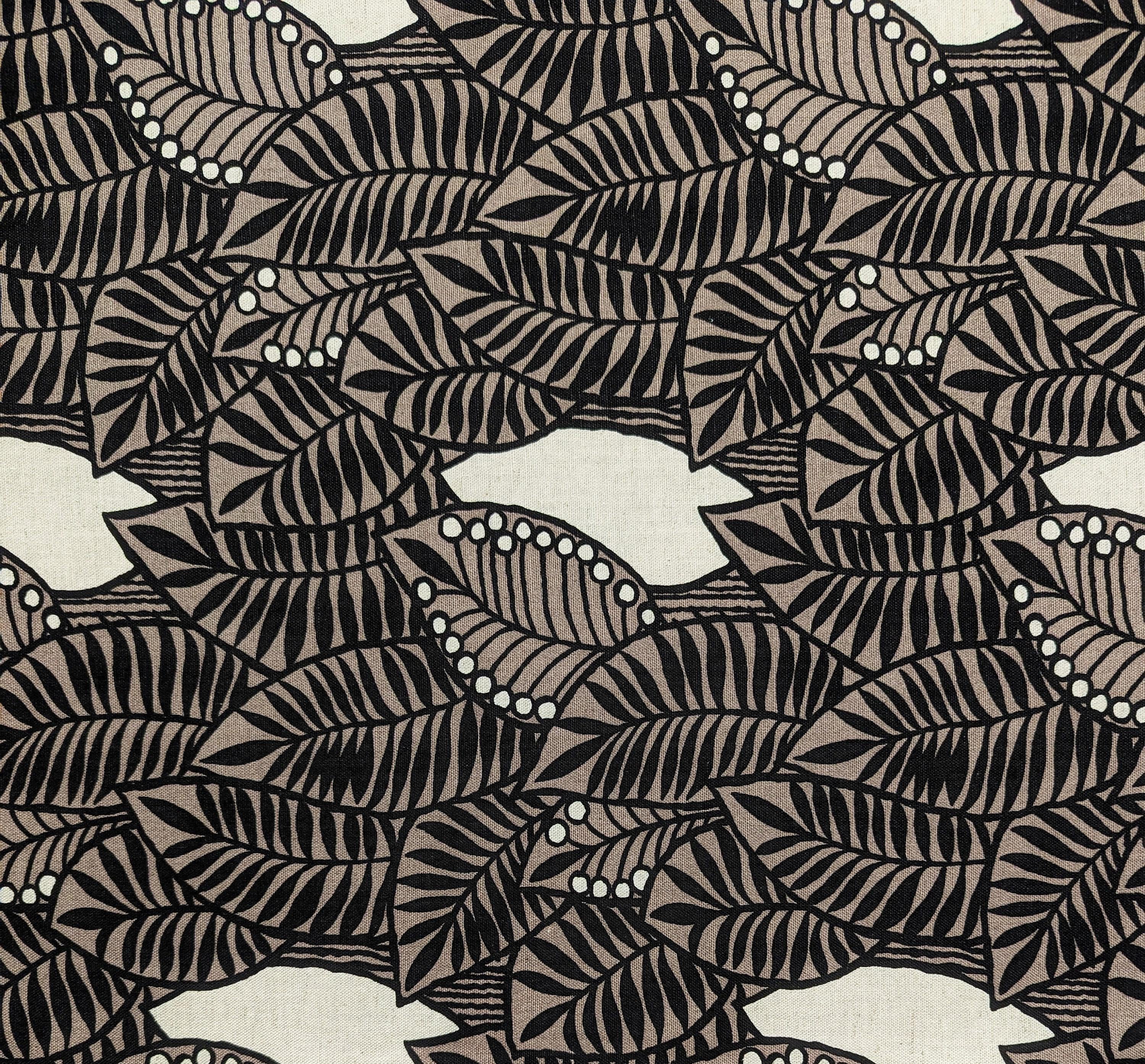 Kobayashi - Tropical Forest Cotton/Linen Canvas - Gray and Black