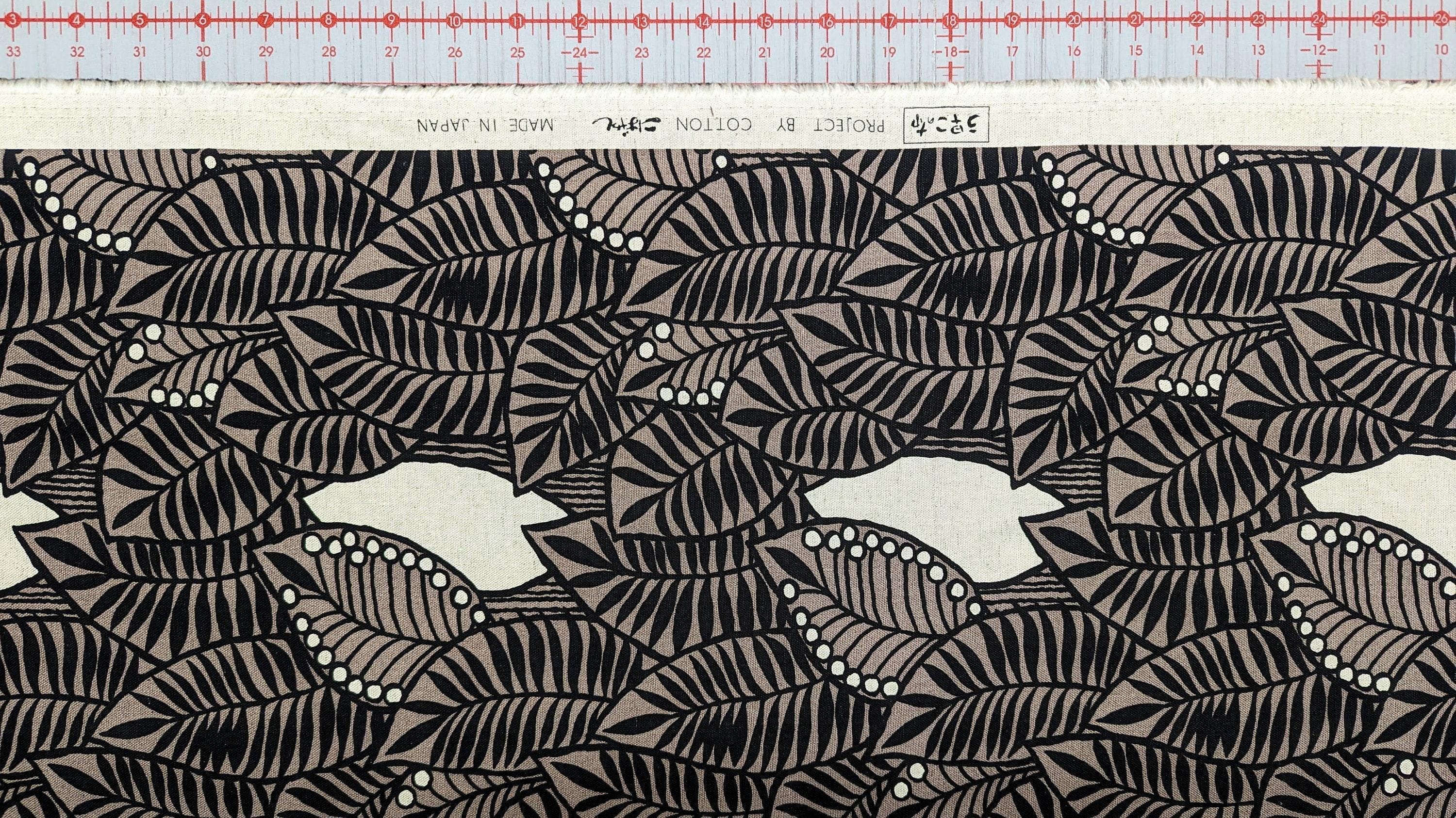 Kobayashi - Tropical Forest Cotton/Linen Canvas - Gray and Black
