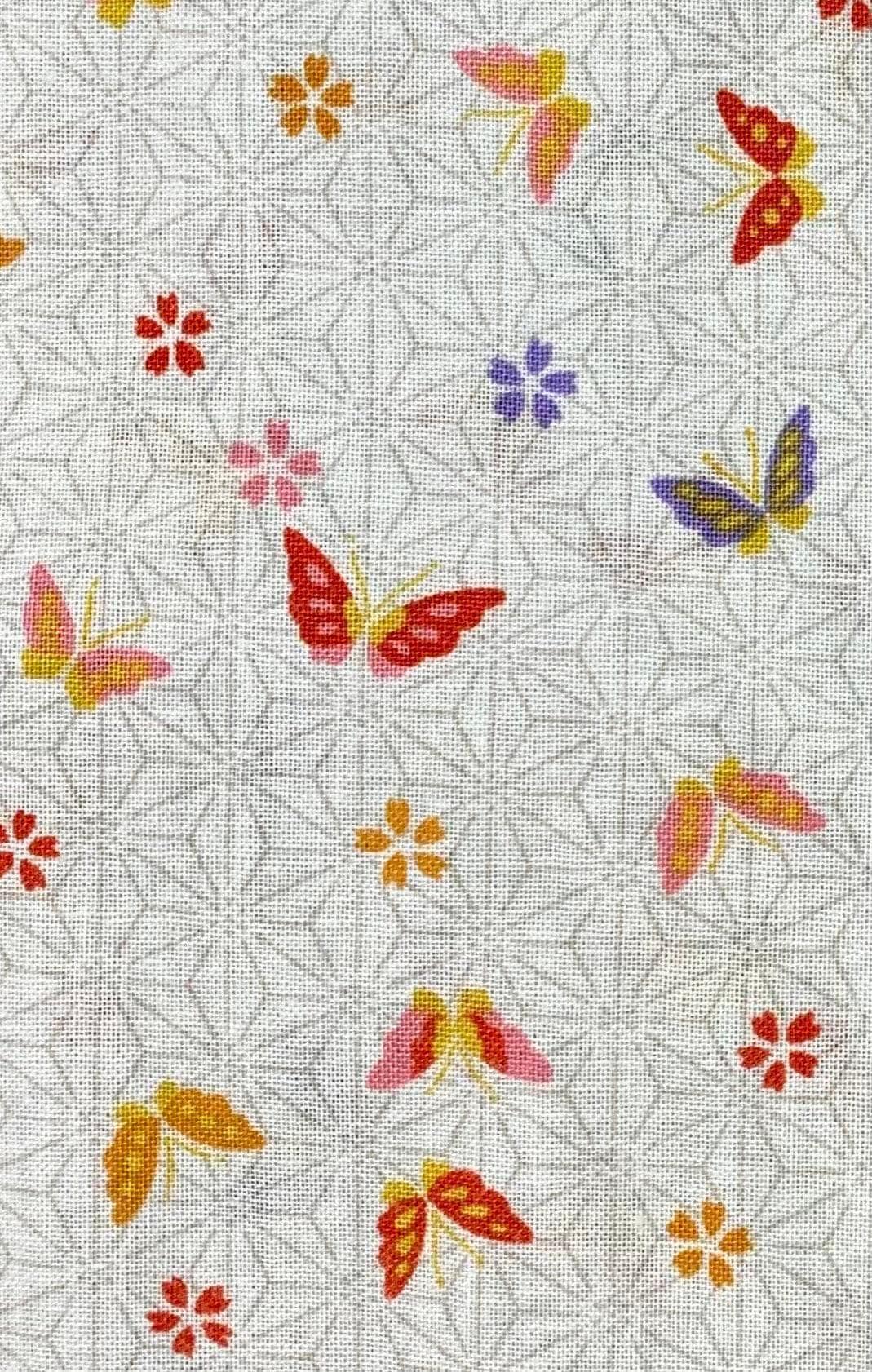 Sevenberry - Little Butterflies and Asanoha Stars Cotton Fabric - Cream