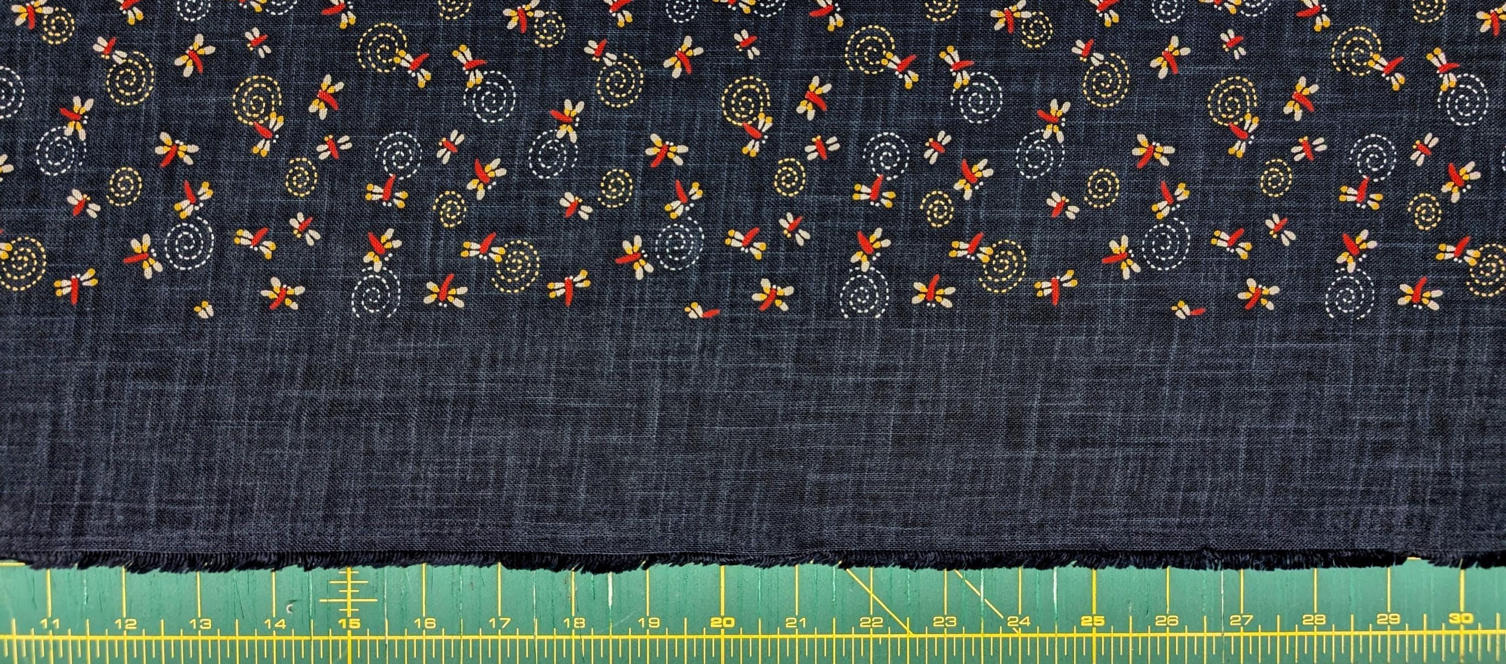 Tiny Dragonflies hand stenciled Japanese cotton fabric KP7090-111 A - half yard