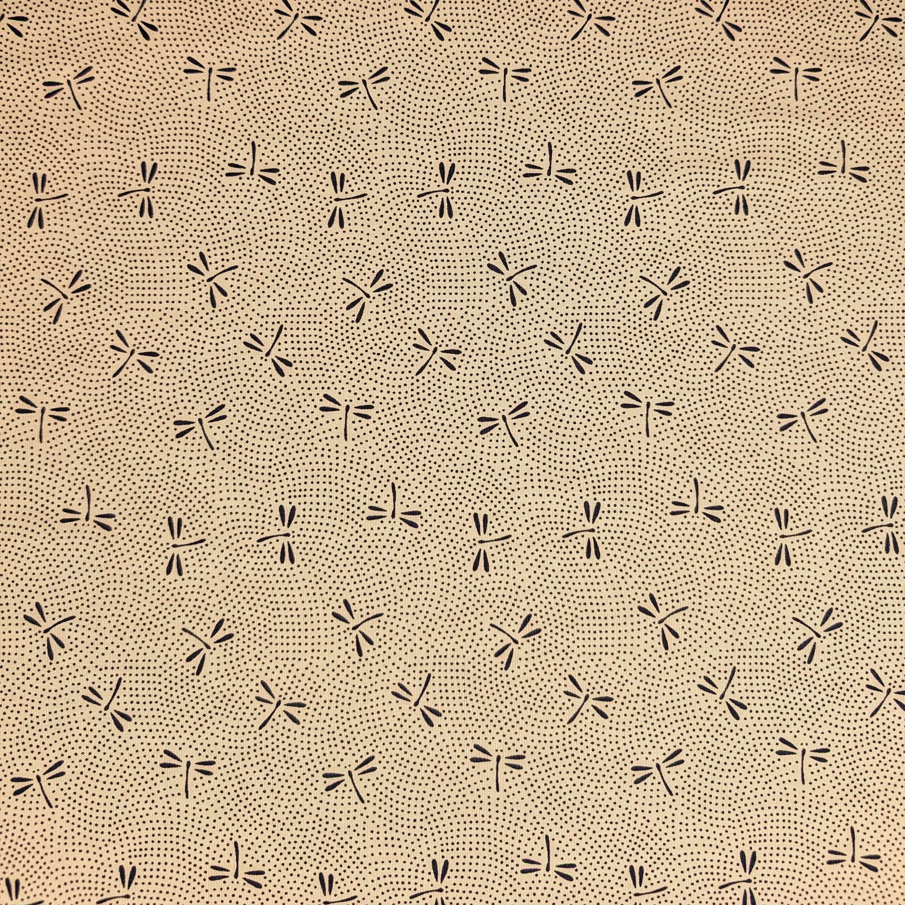 NEW Dotted Dragonflies Senyo Japanese cotton fabric SK-100-4 A beige