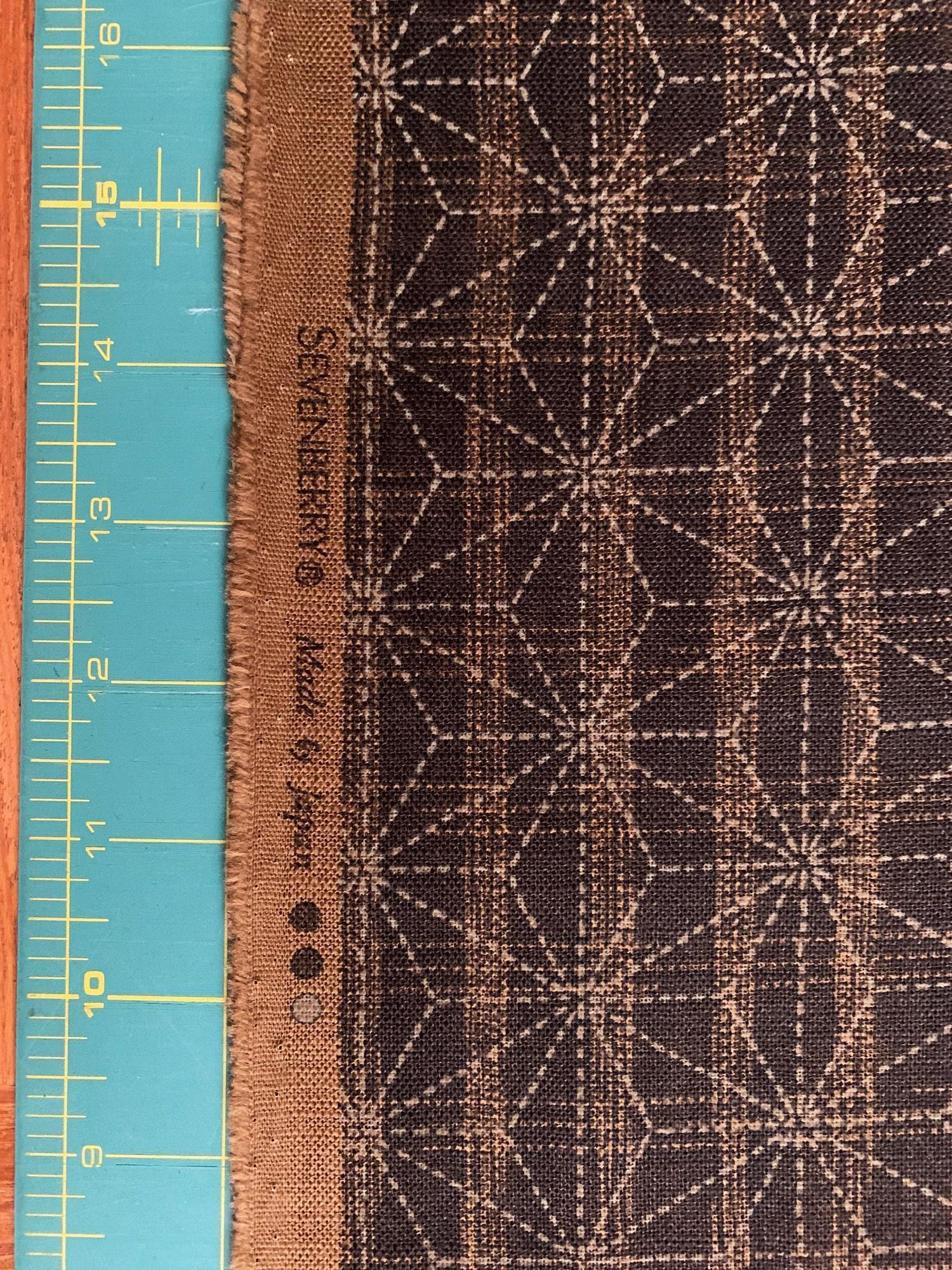 Sevenberry - Asanoha Hemp Leaf Star Cotton Fabric - Brown Tan