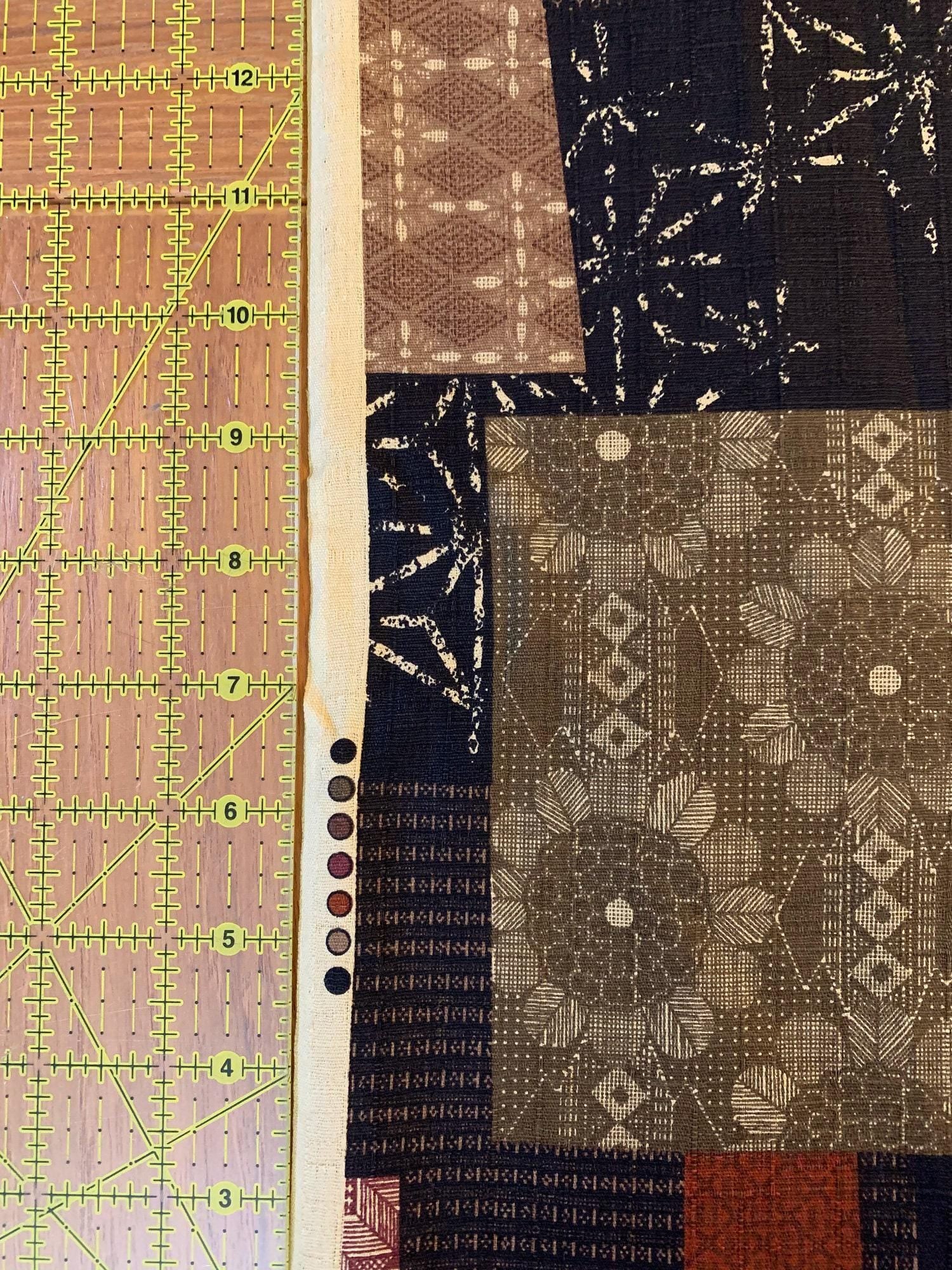 Morikiku - Boro Patchwork Cotton Dobby - Brown