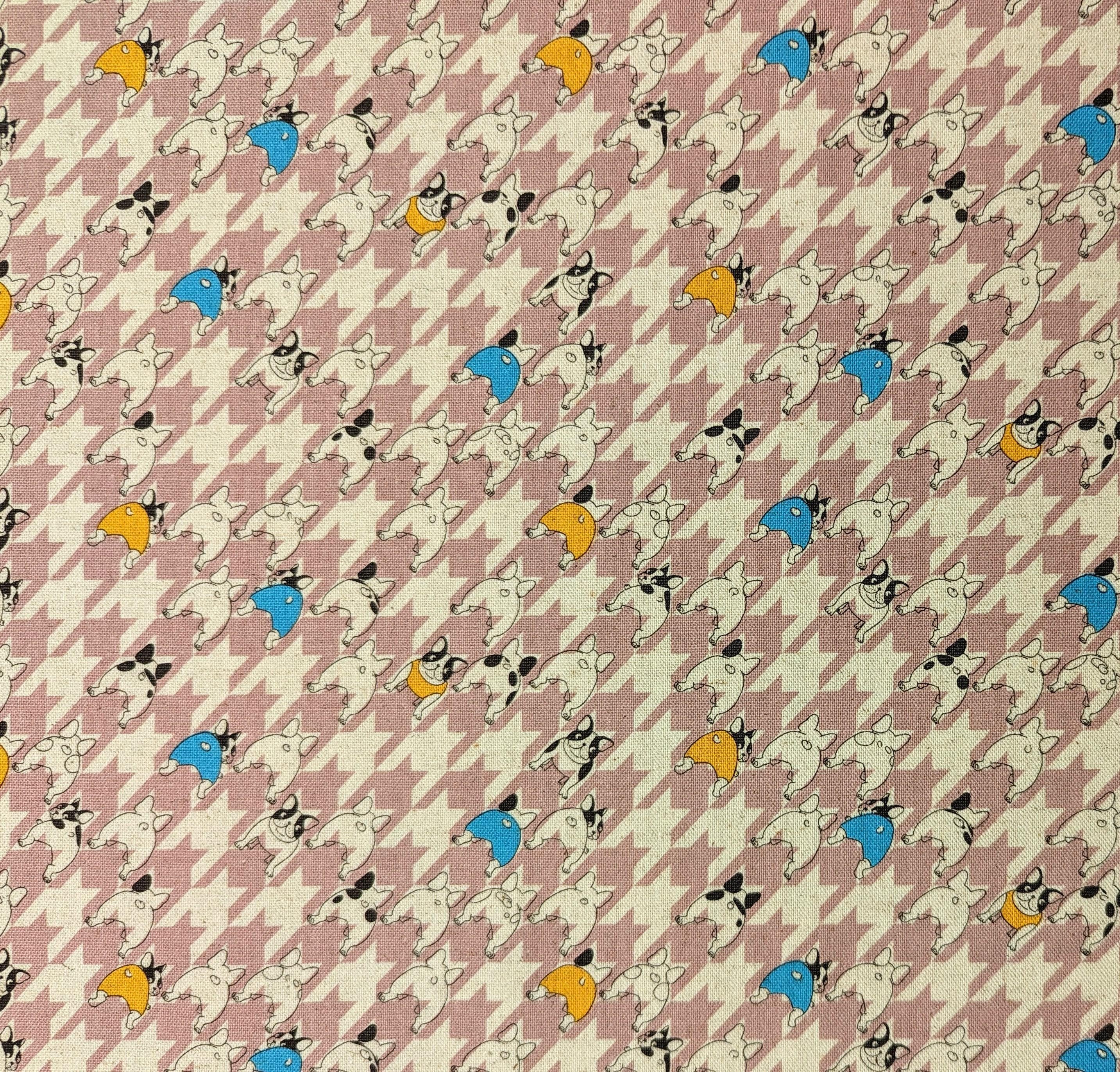 Kobayashi - Frenchies & Herringbone Cotton/Linen Light Canvas - Yellow Blue