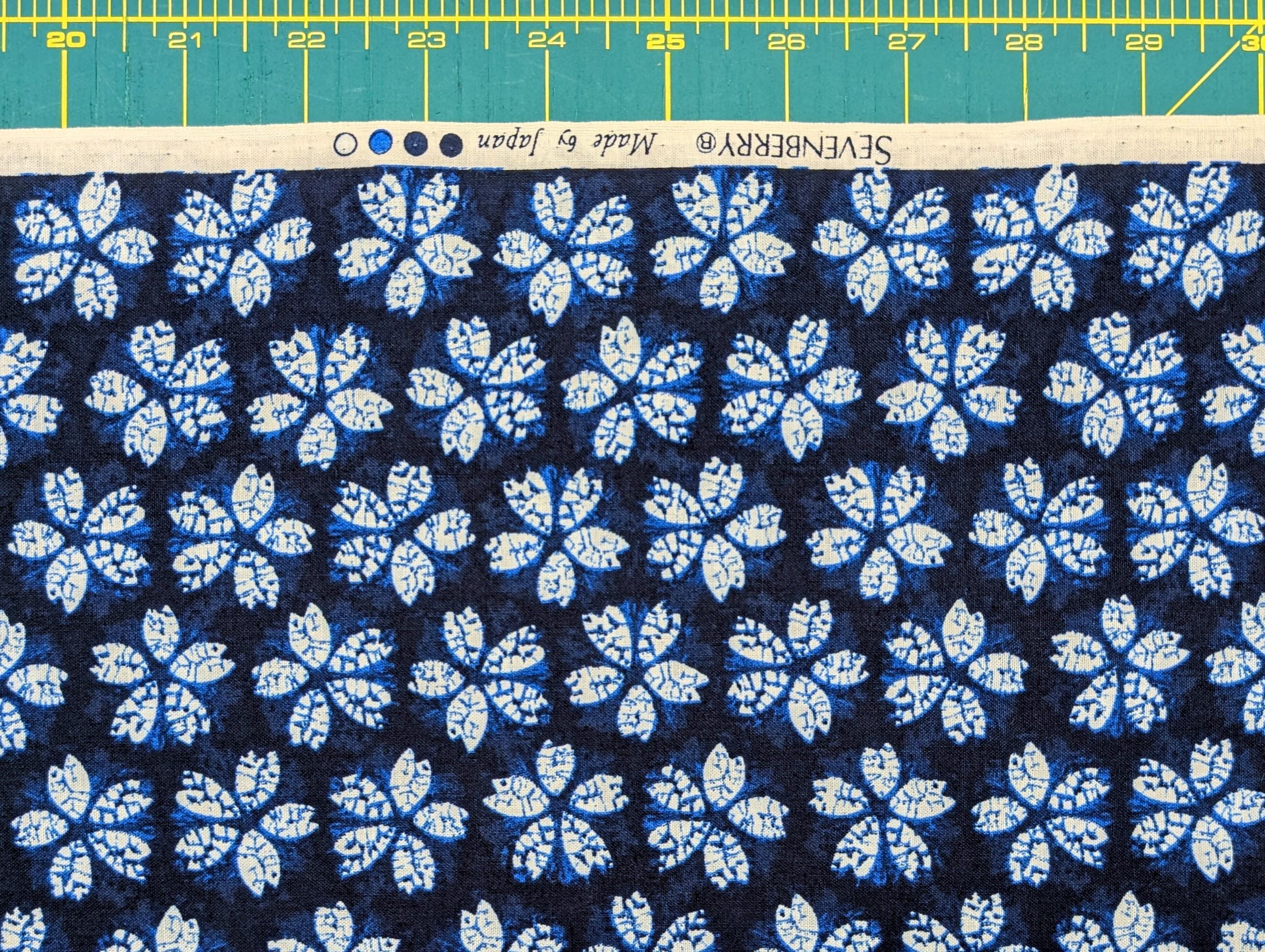 Sevenberry - Cherry Blossom Shibori-Style Collection Cotton Fabric - Blue White