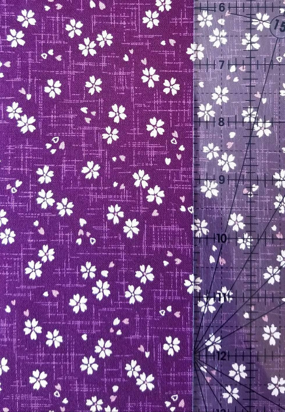 Sevenberry - Cherry Blossoms in Plum Purple Cotton Fabric - Plum Purple