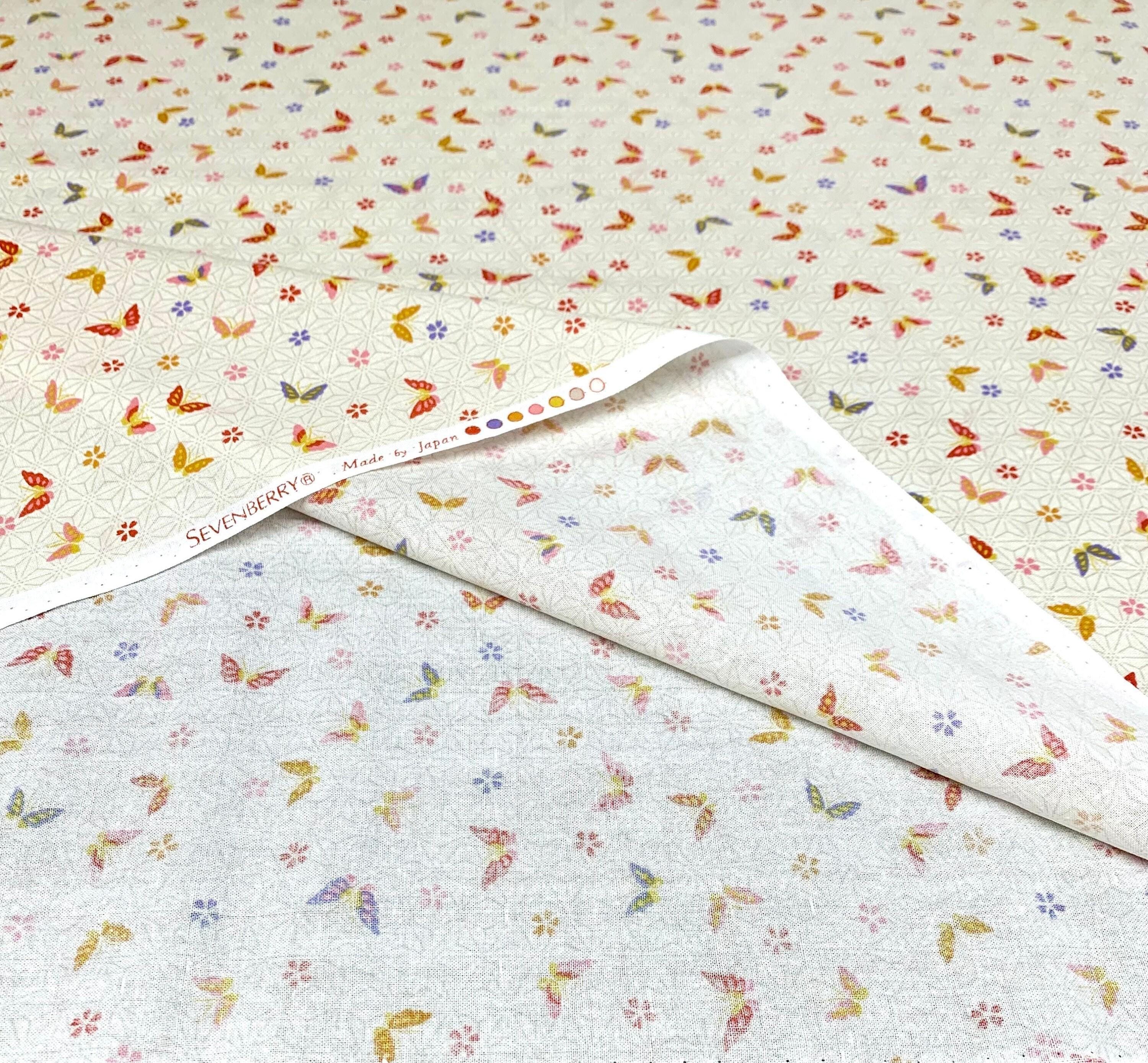 Sevenberry - Little Butterflies and Asanoha Stars Cotton Fabric - Cream