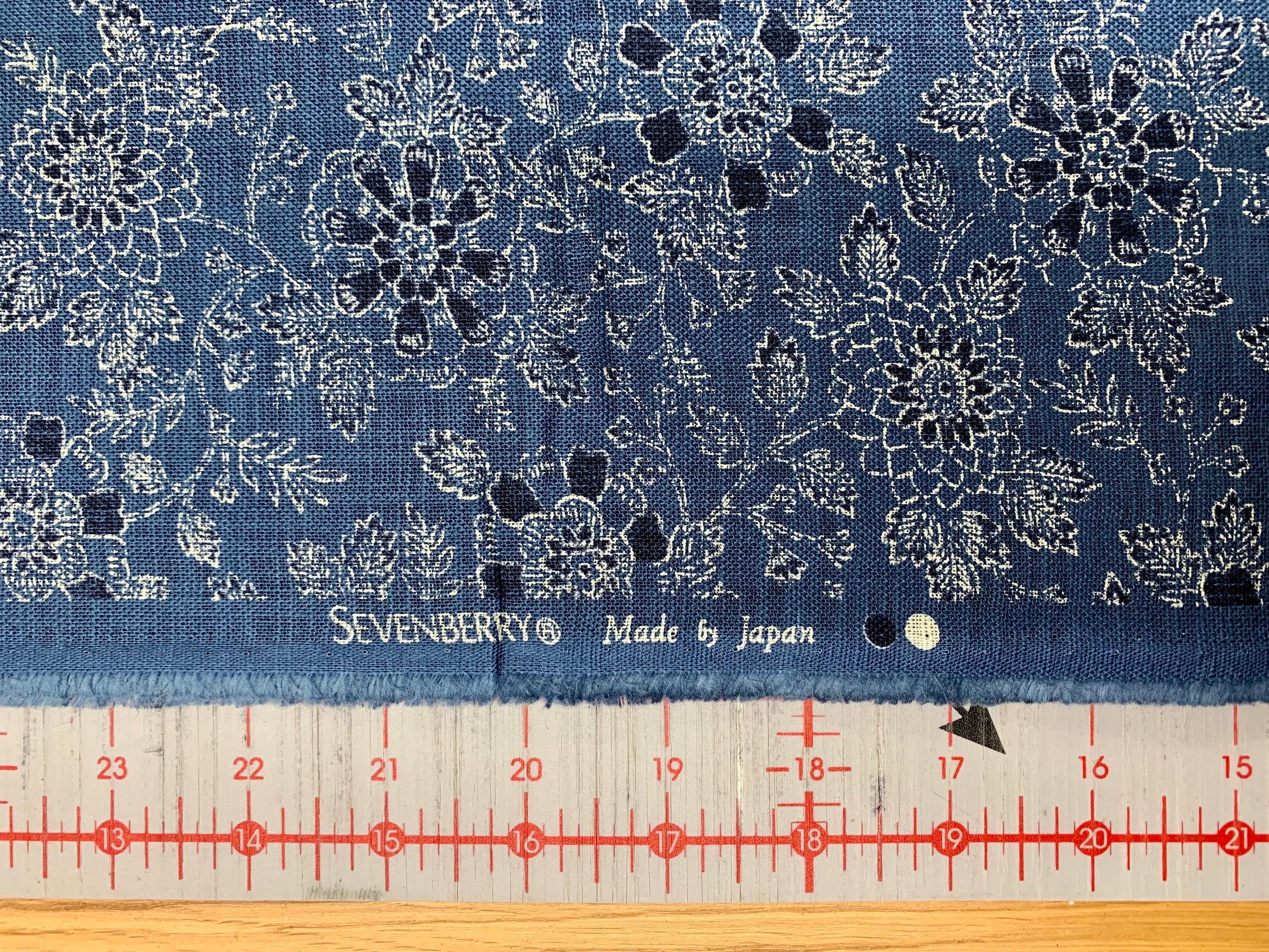 Sevenberry - Vintage Floral Cotton Fabric - Medium Blue