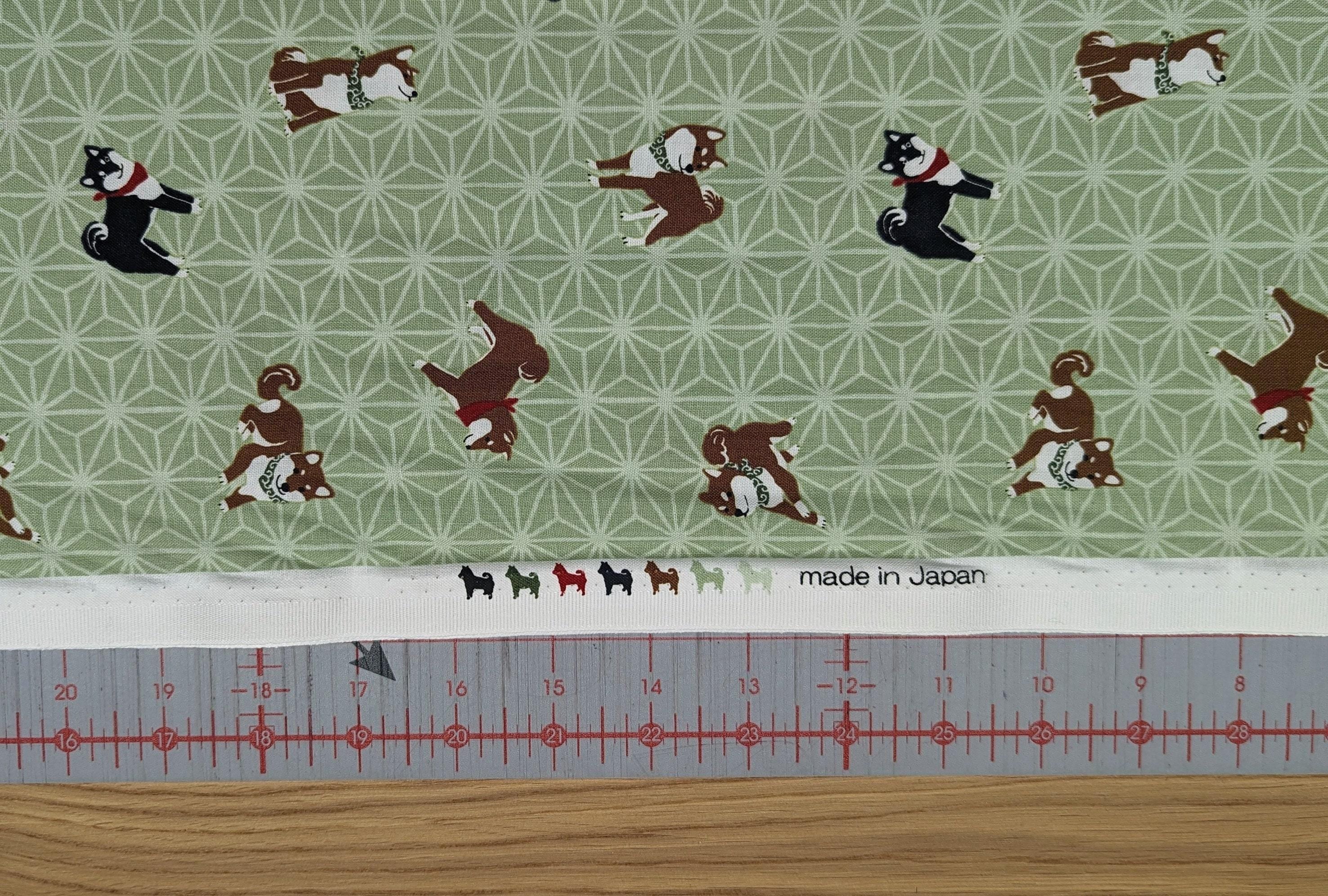 Hishiei - Asanoha Shibas Cotton Fabric - Green