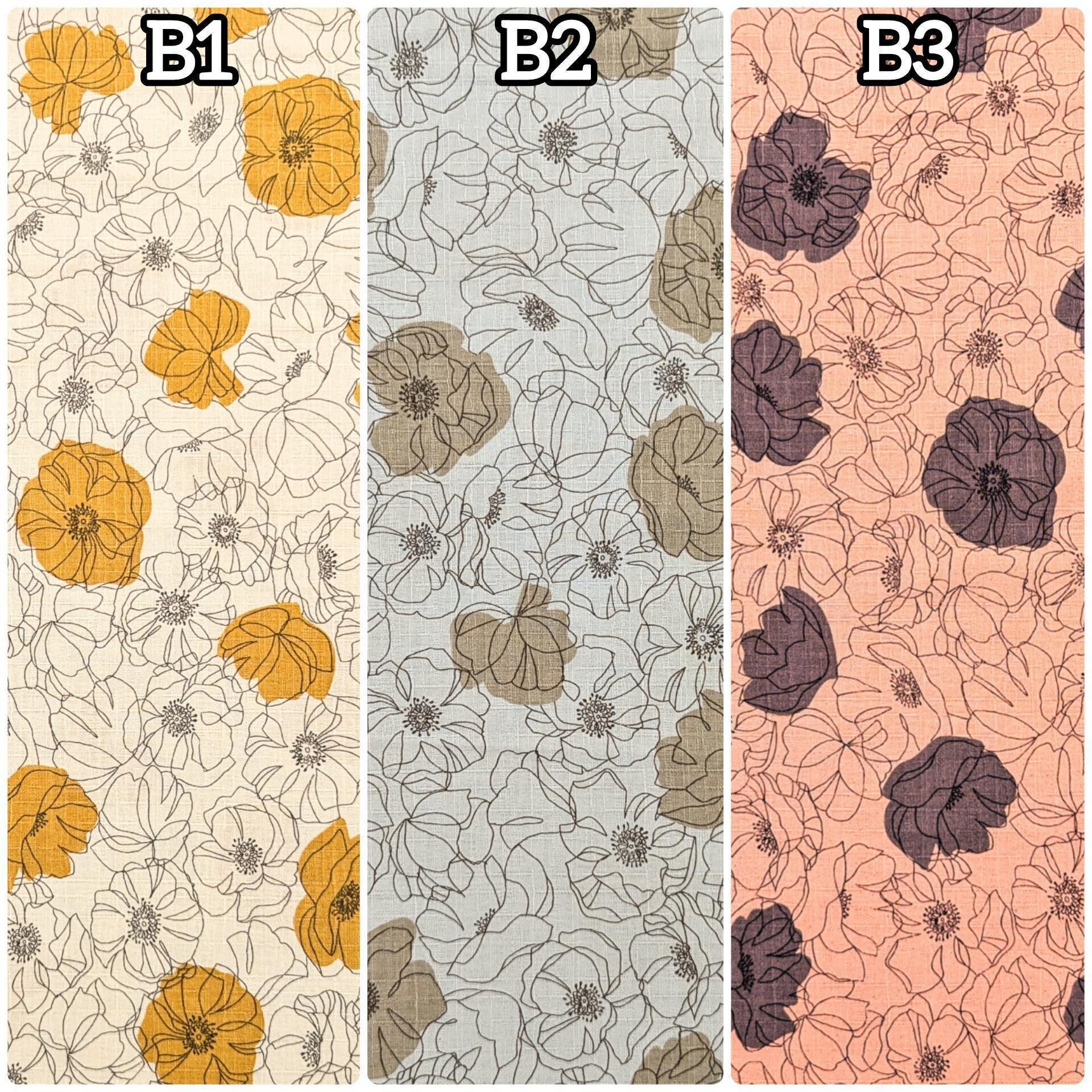 Koizumi - Line Art Poppies Cotton Dobby - Pale Blue and Gray