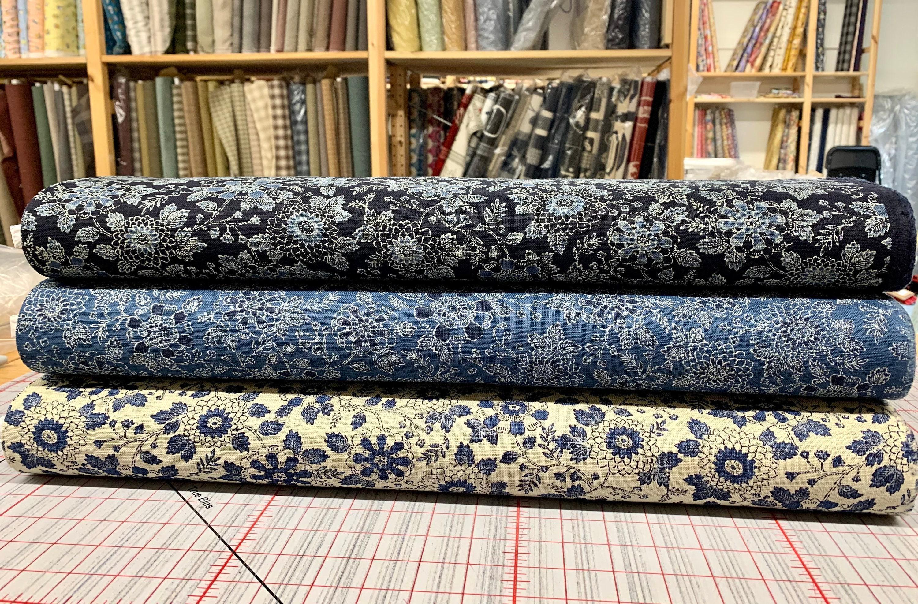 Sevenberry - Vintage Floral Cotton Fabric - Medium Blue