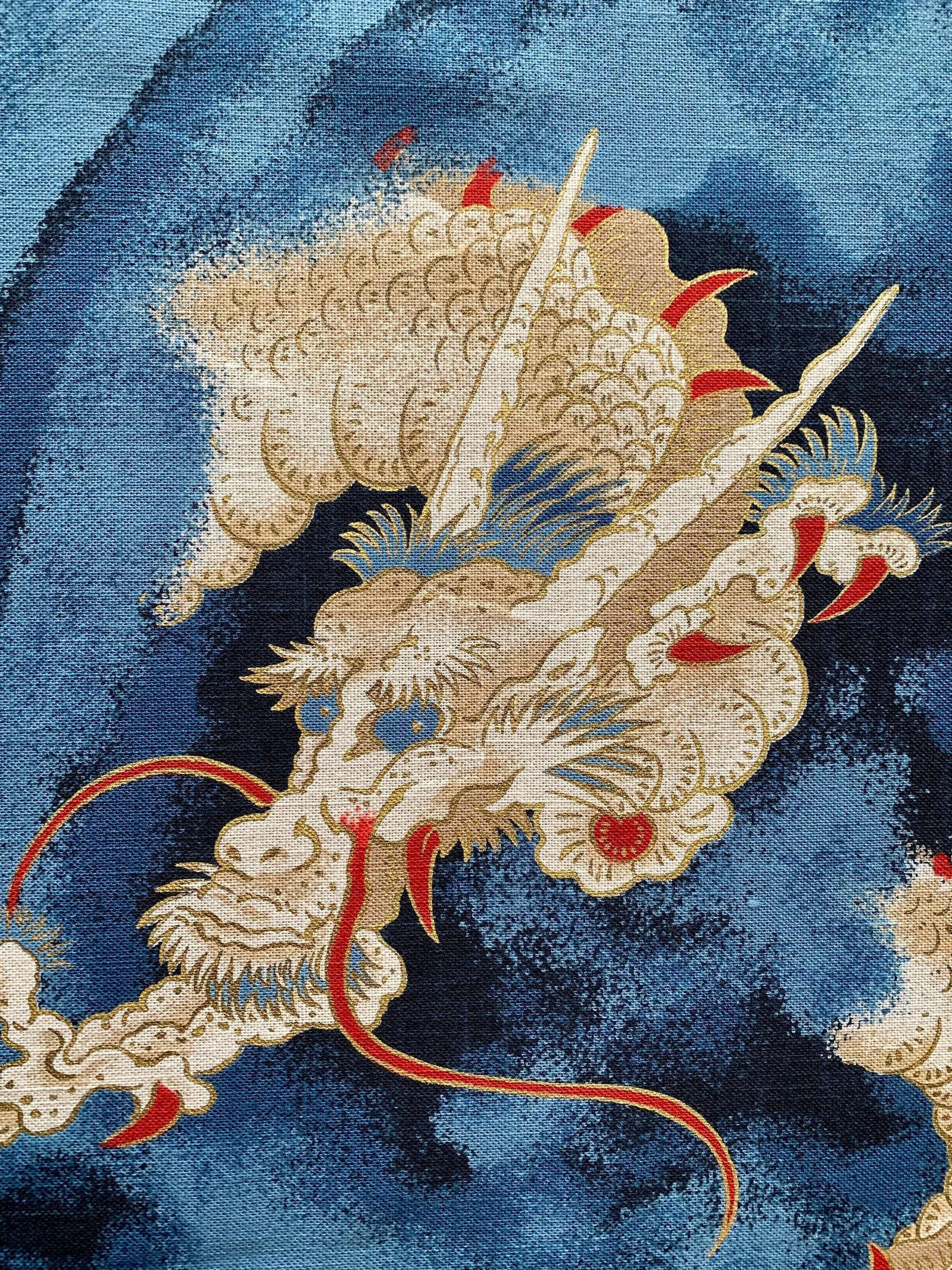 Kurenai - Cloud Dragon Japanese Noren Panel - Blue