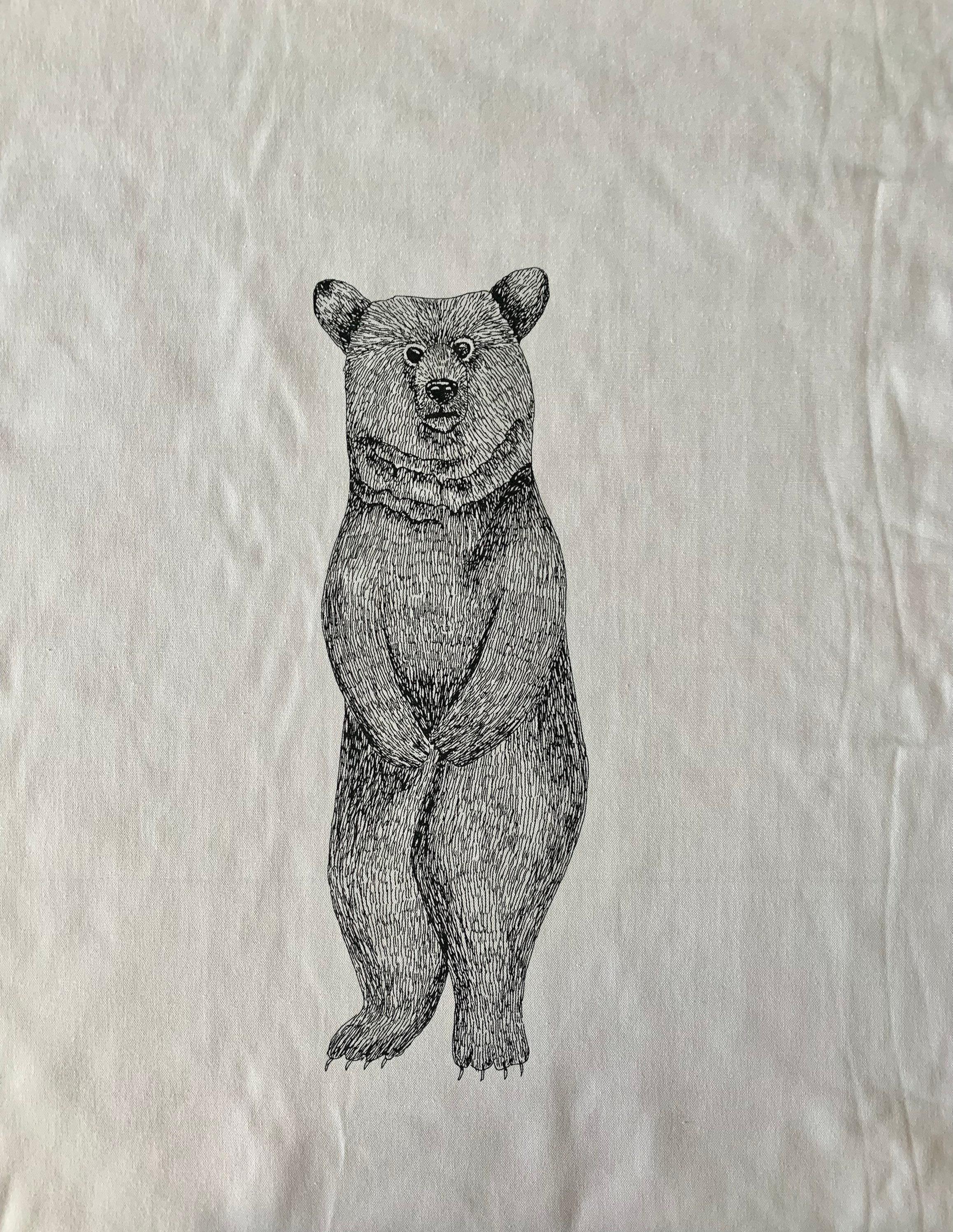 Koizumi - Big Bear Cotton Fabric Panel - White Black