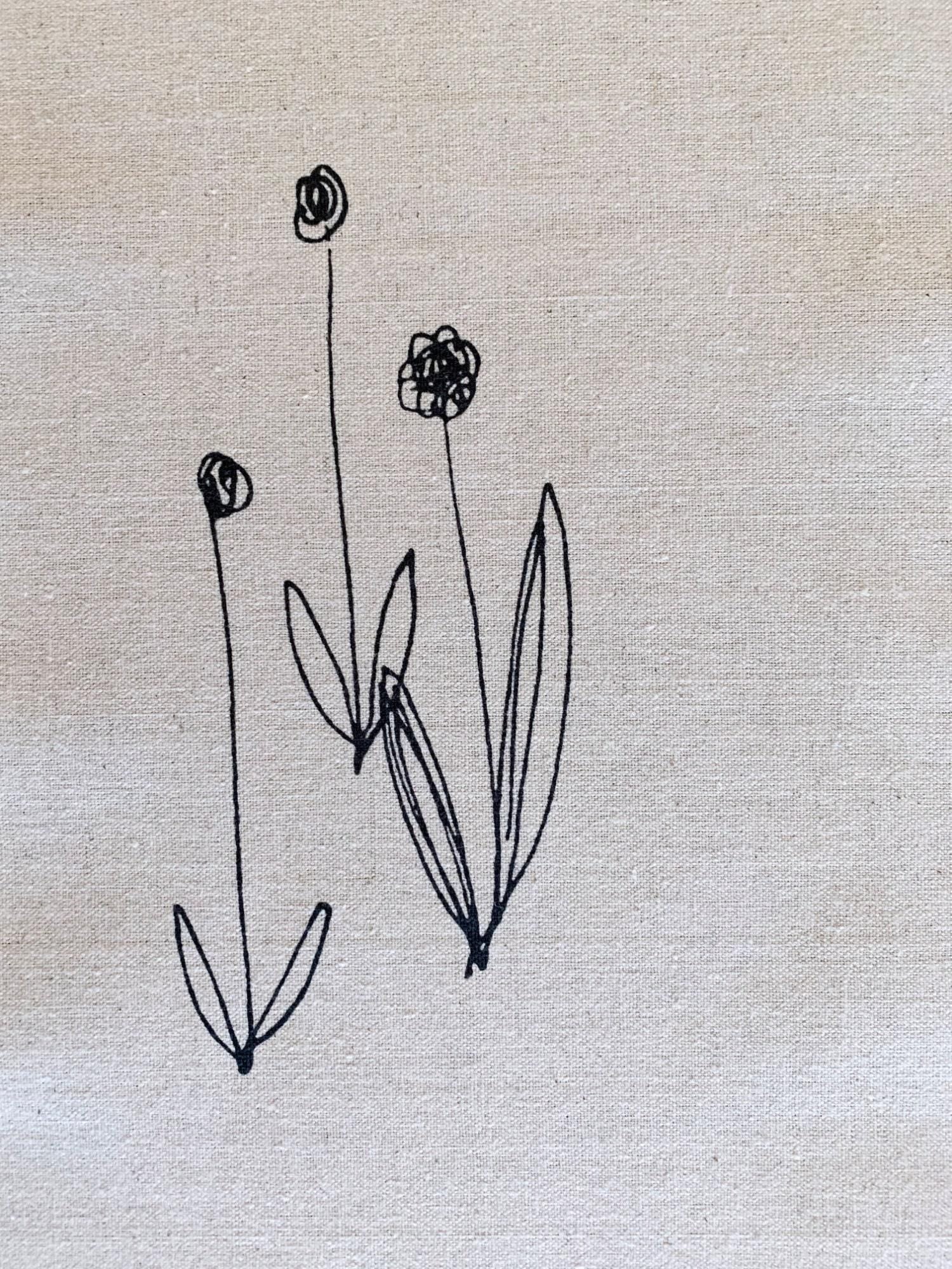 Kei - Megumi Sakakibara Collection Cotton Linen Panel - Beige Black