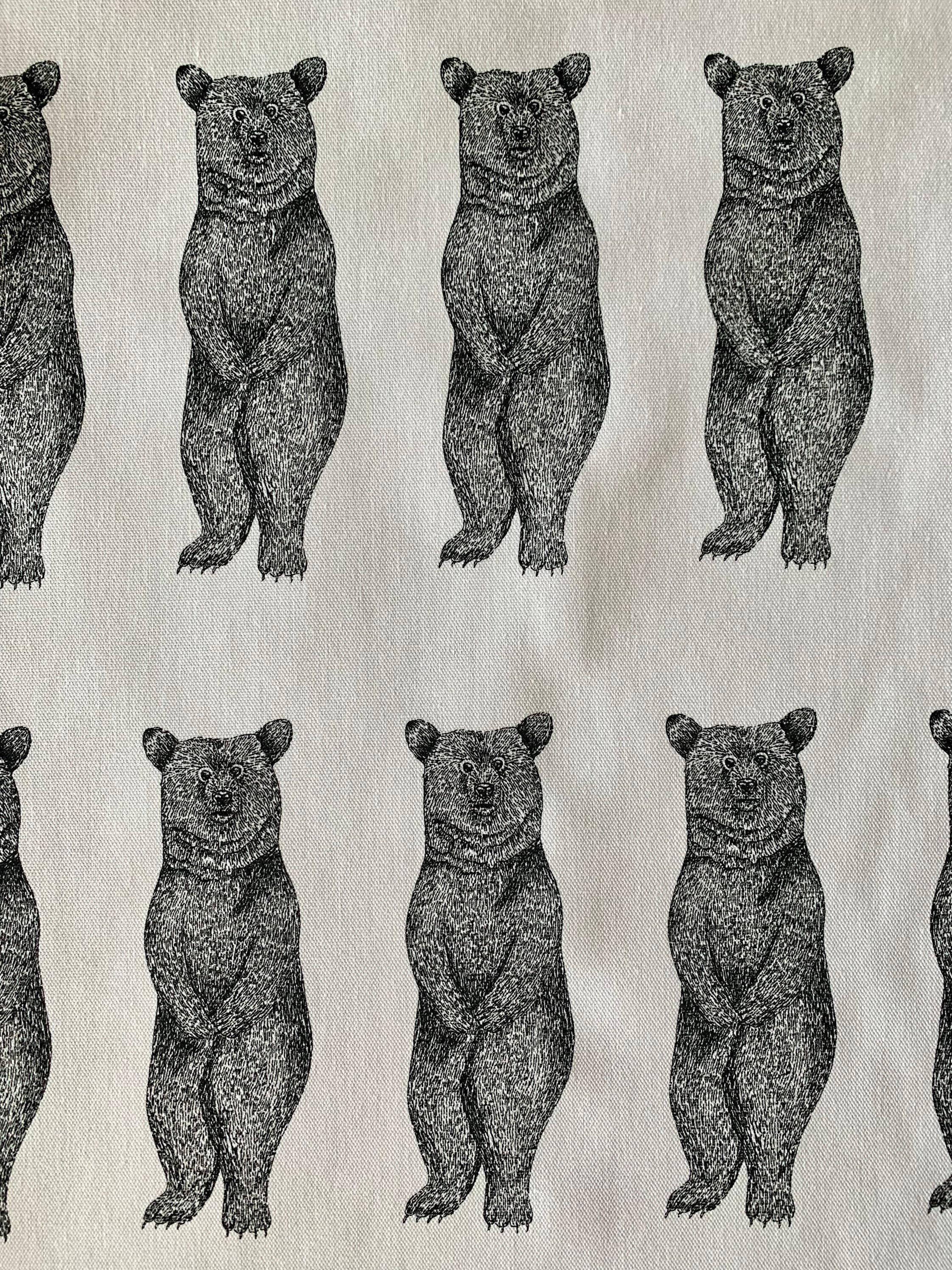 Koizumi - Big Bear Cotton Fabric Panel - White Black
