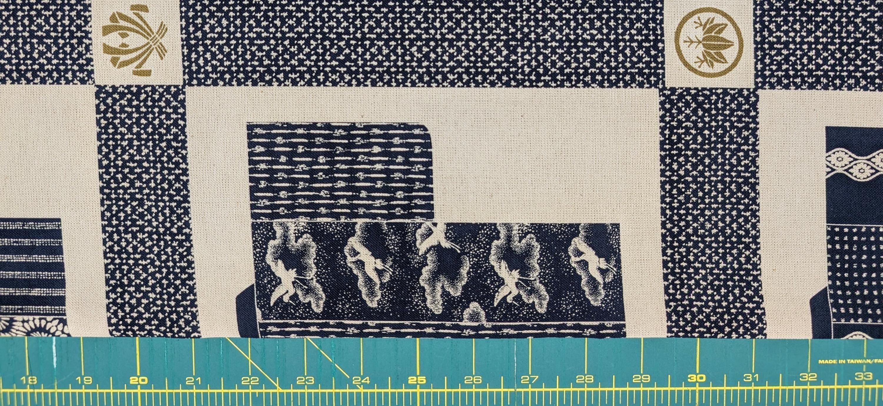 Craft-P - Kimono Design Cotton Fabric Panel - Black or Navy