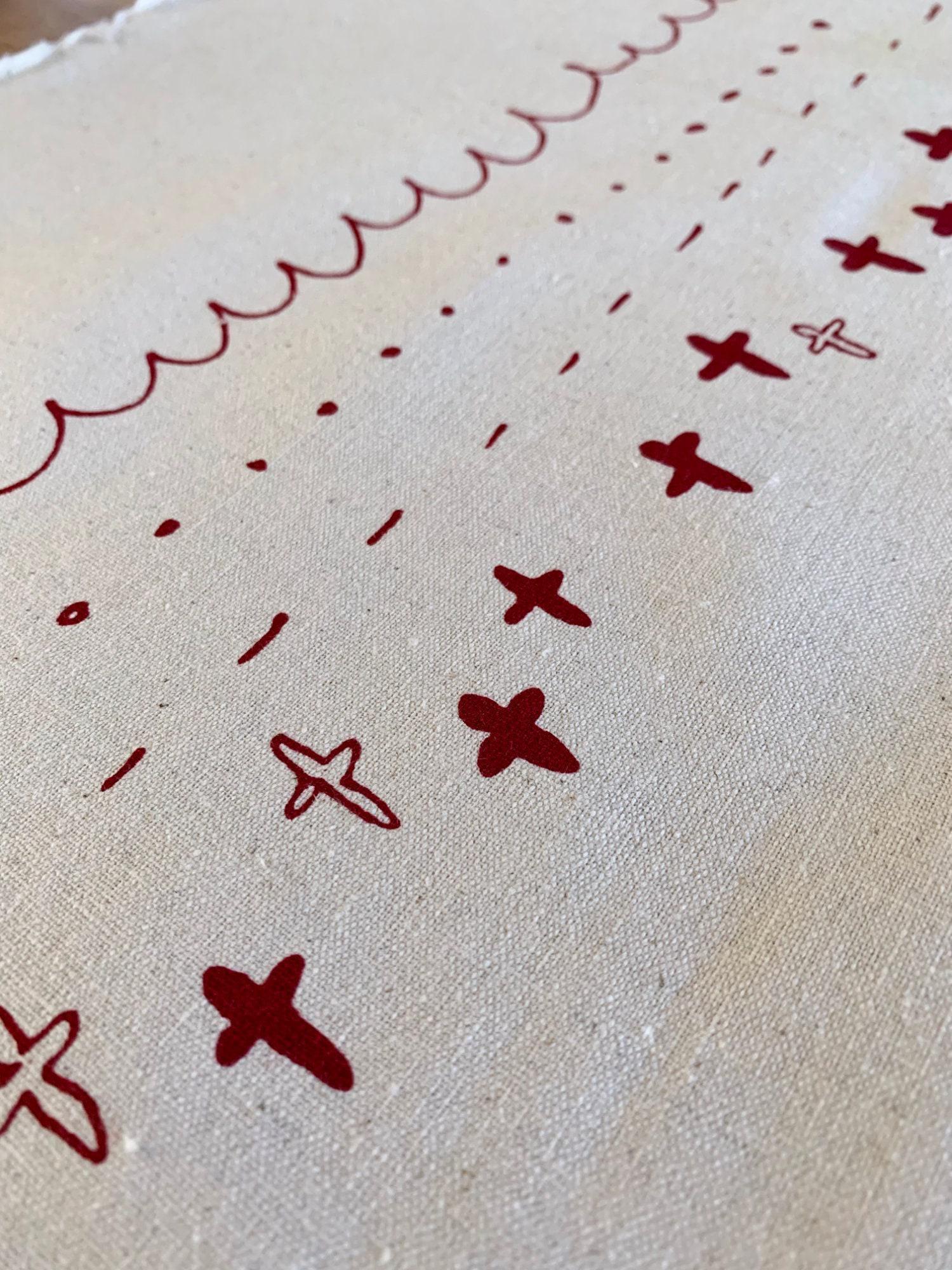 Kei - Megumi Sakakibara Collection Cotton Linen Panel - Beige Red