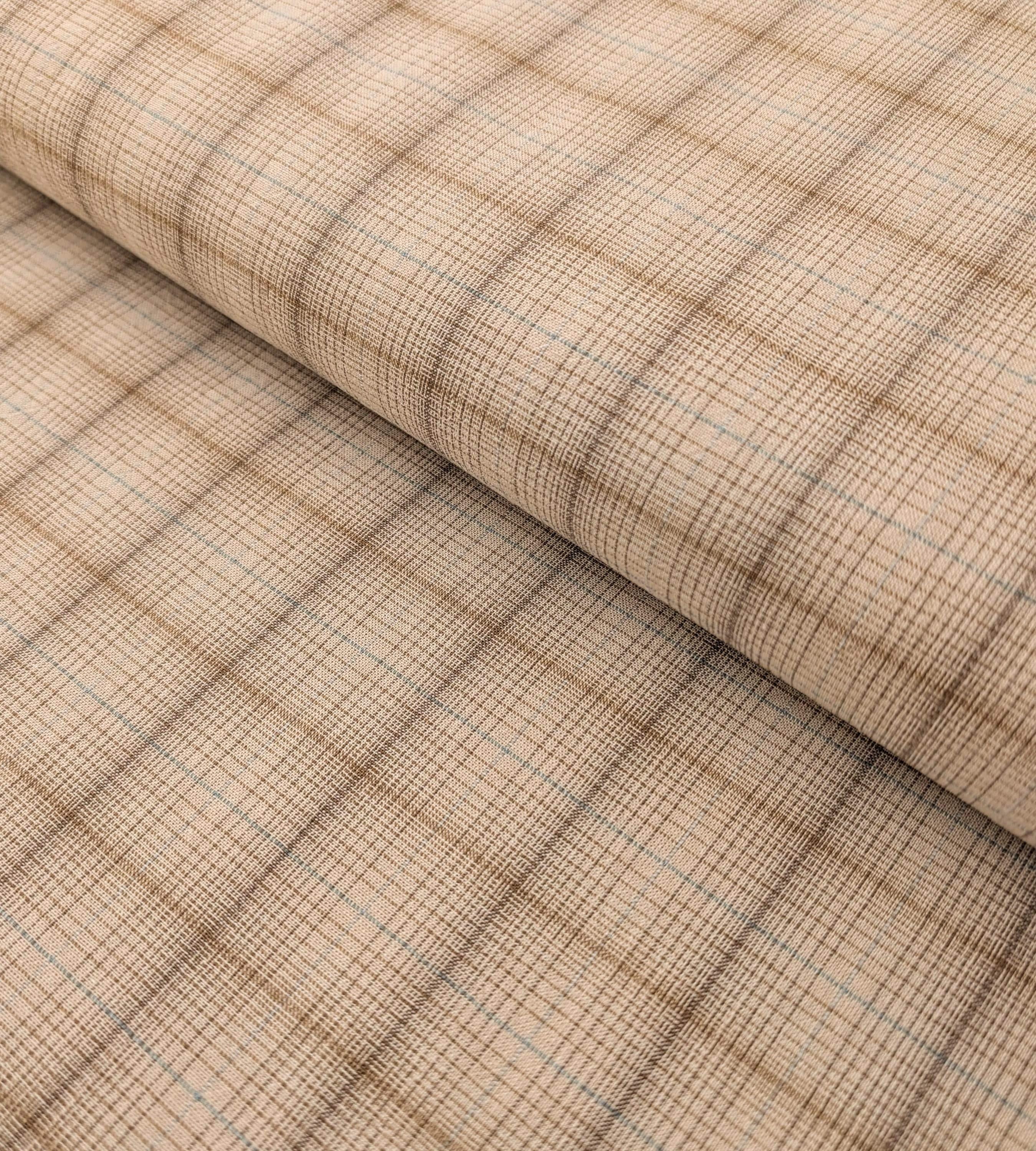 Junko Matsuda yarn dyed plaid Japanese cotton fabric Y25-0217 B tan