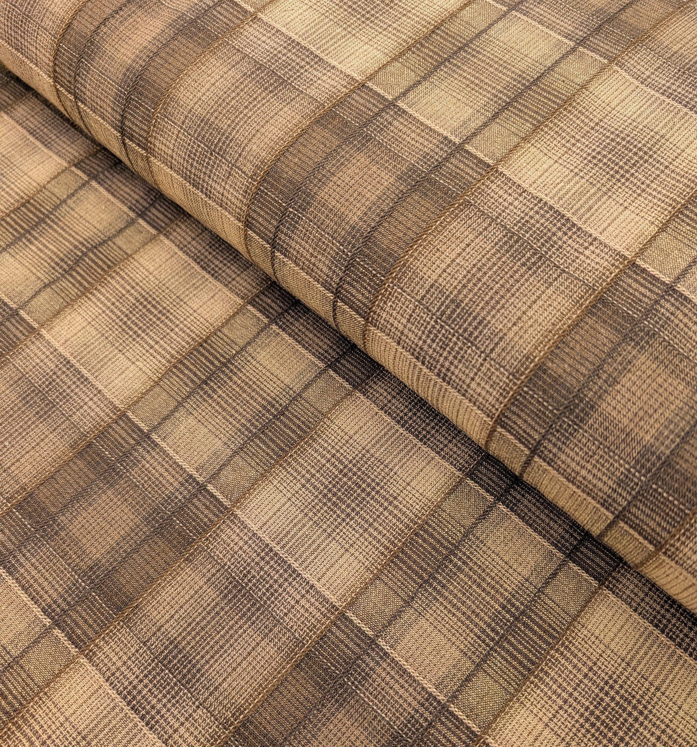Cosmo plaid Japanese yarn dyed cotton taupe fabric AY77000-4 F brown & beige