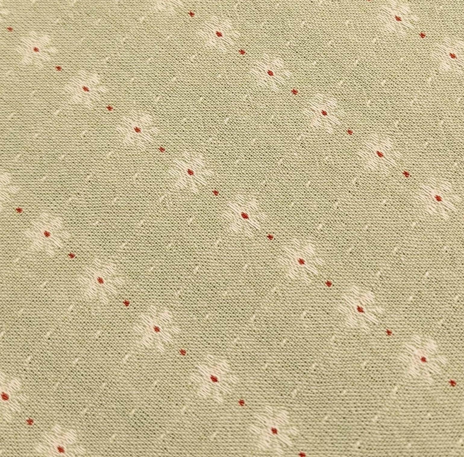 Textile Pantry - Junko Matsuda Yarn Dyed Daisy Stripes Cotton Fabric - Green